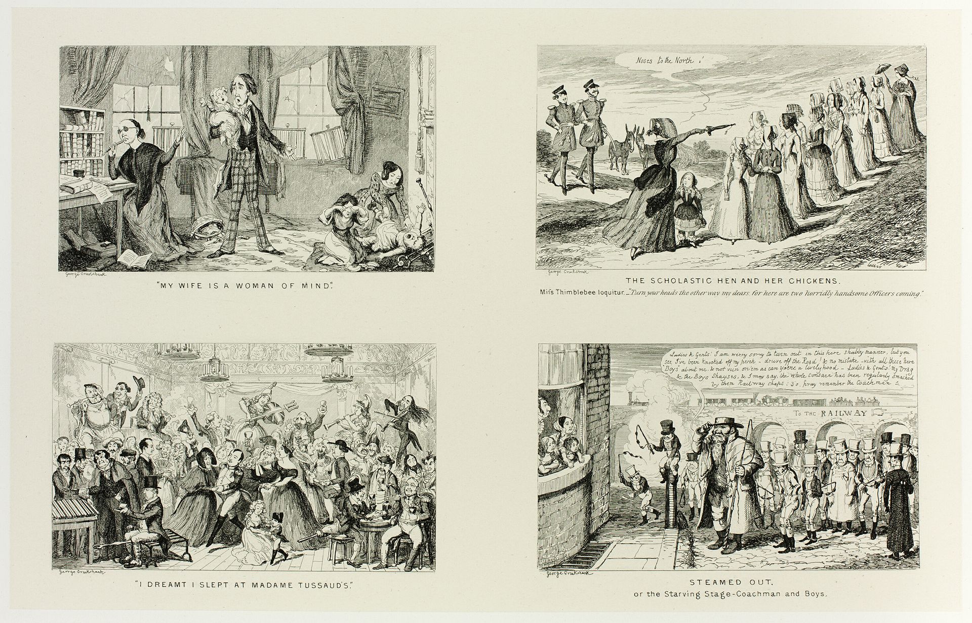 "My Wife is a Woman of Mind" from George Cruikshank's Steel Etchings to The Comic Almanacks: 1835-1853 (top left) by George Cruikshank