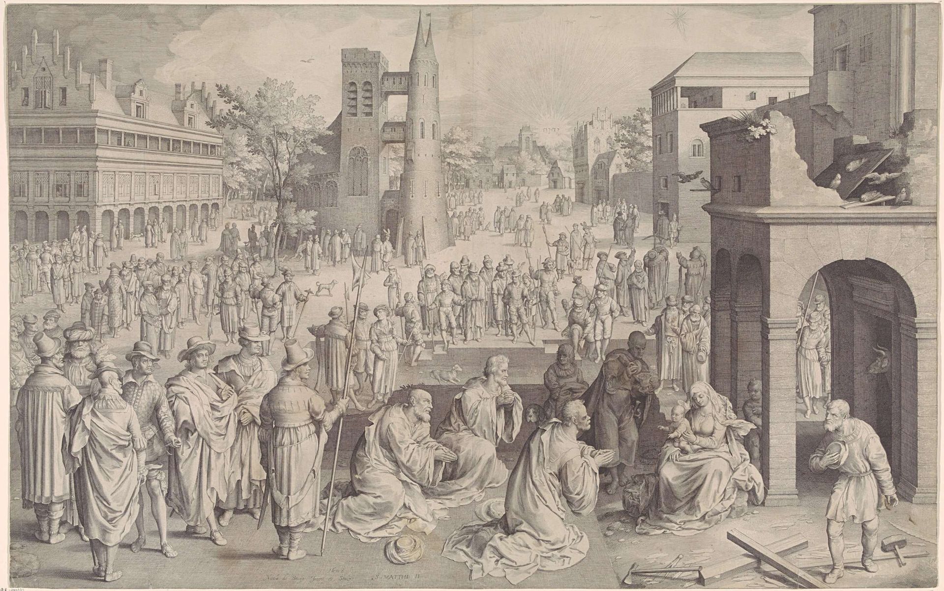 Aanbidding der koningen by Nicolaes de Bruyn