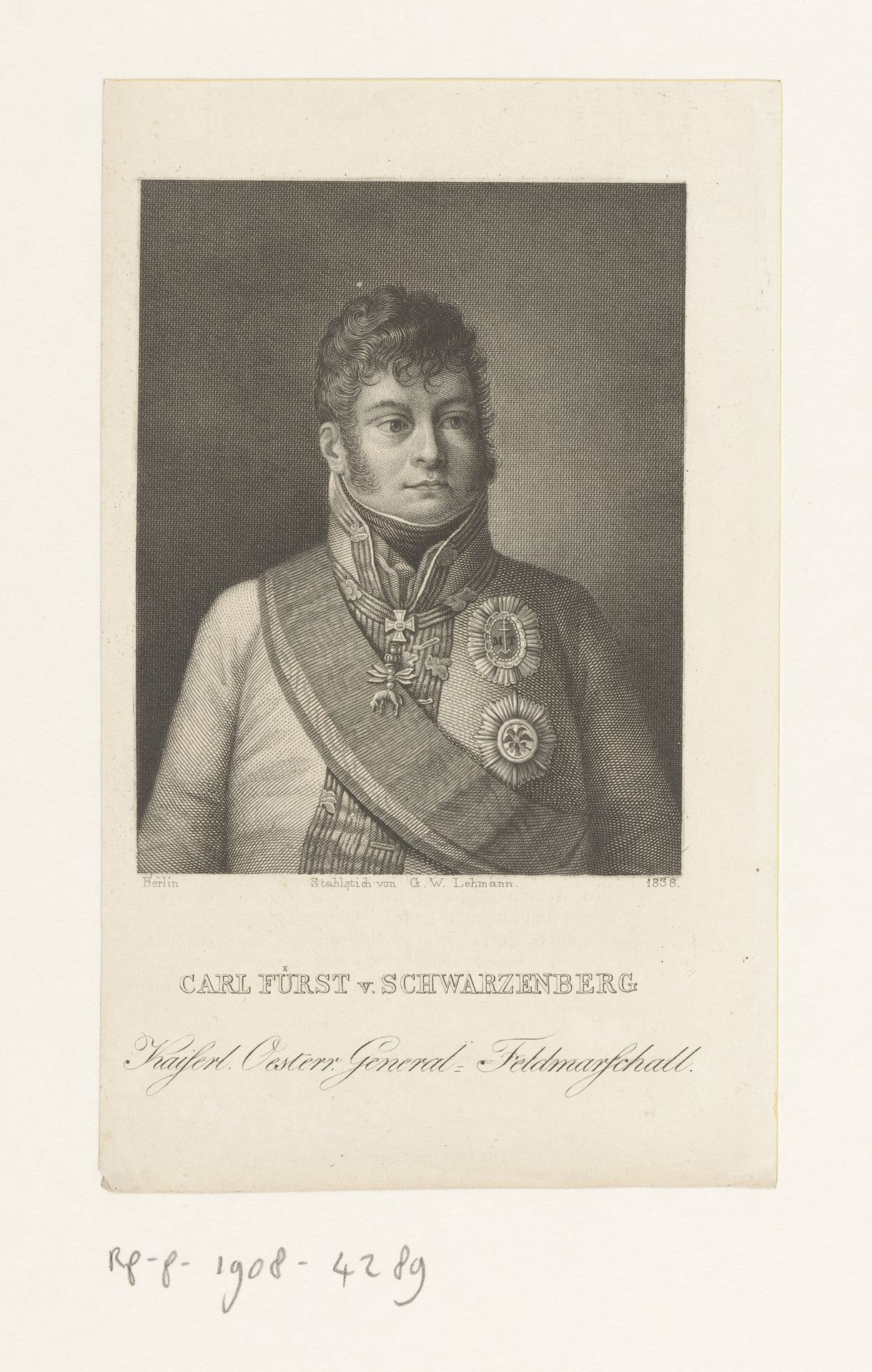 Portret van Carl Philipp von Schwarzenberg by G.W. Lehmann
