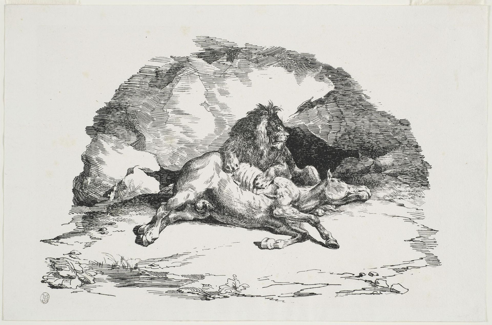 Lion Devouring a Horse by Théodore Géricault