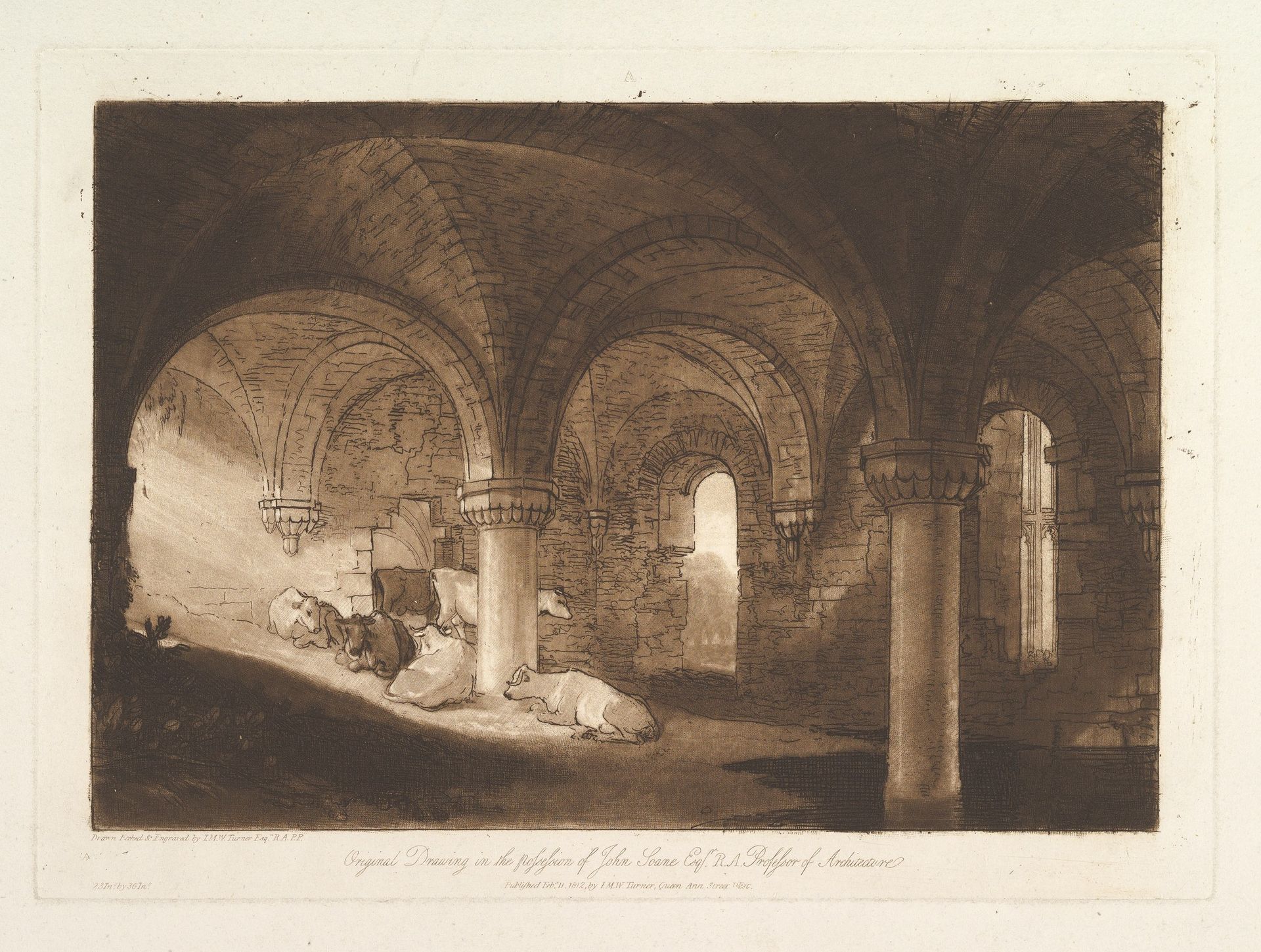 Crypt of Kirkstall Abbey (Liber Studiorum, part VIII, plate 39) by Joseph Mallord William Turner