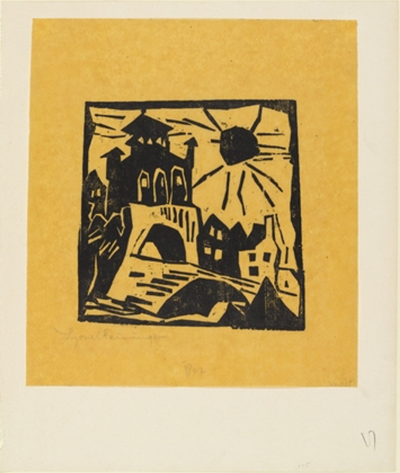 Town Gate, Ribnitz (Das Tor, Ribnitz) by Lyonel Feininger