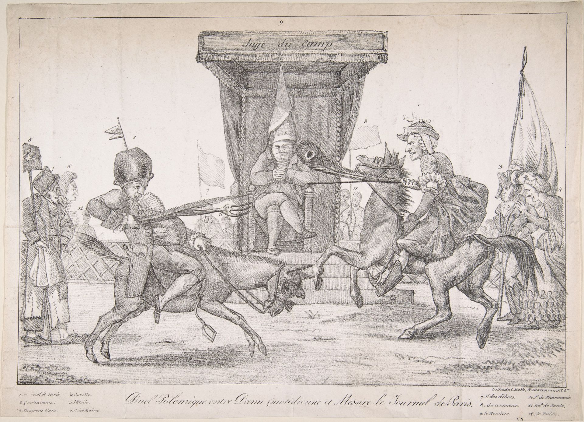 Polemical Duel between Lady Quotidienne and Sir Journal de Paris by Eugène Delacroix