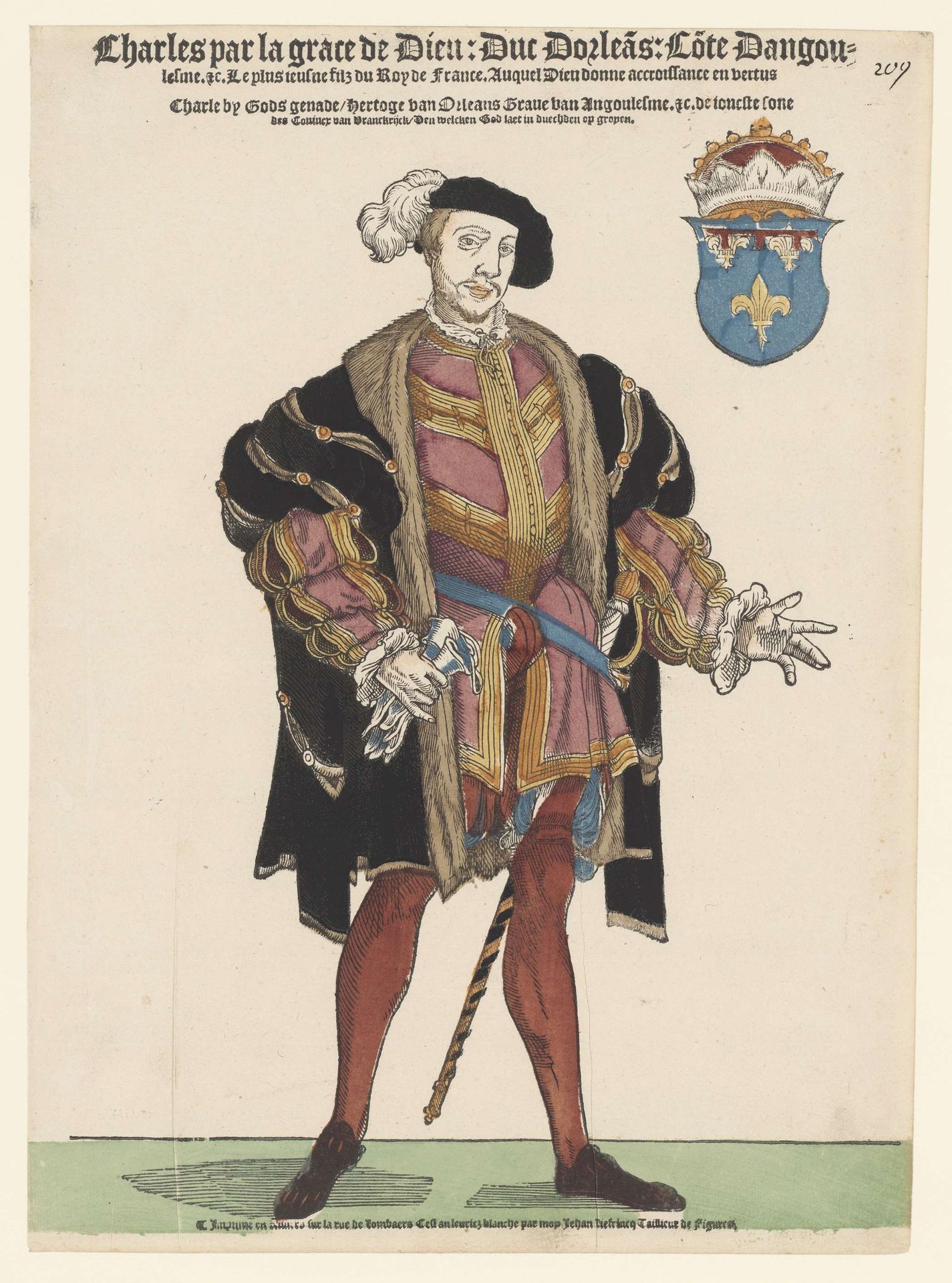 Portret van Karel van Orléans by Cornelis Anthonisz.