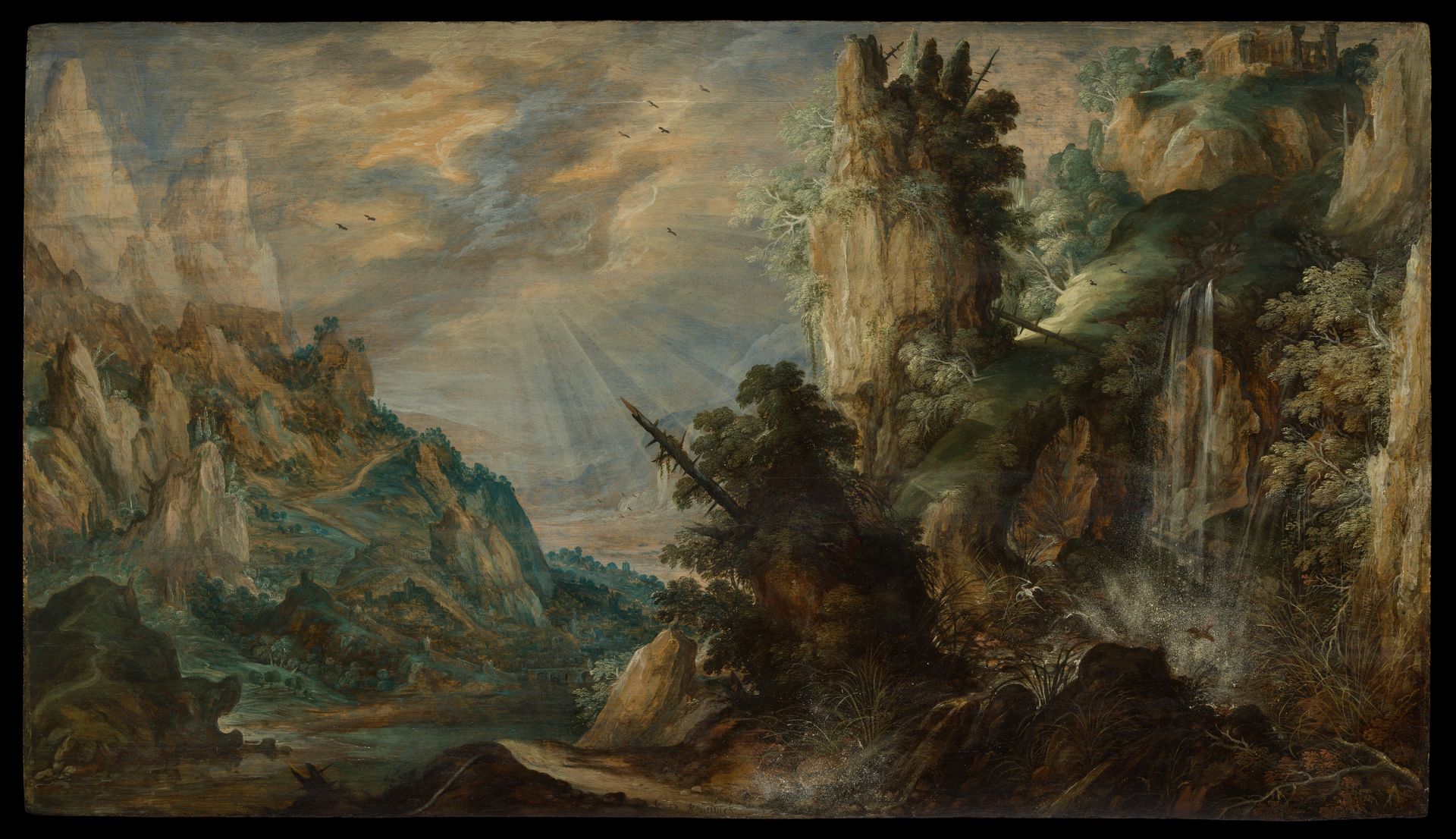 A Mountainous Landscape with a Waterfall by Kerstiaen de Keuninck