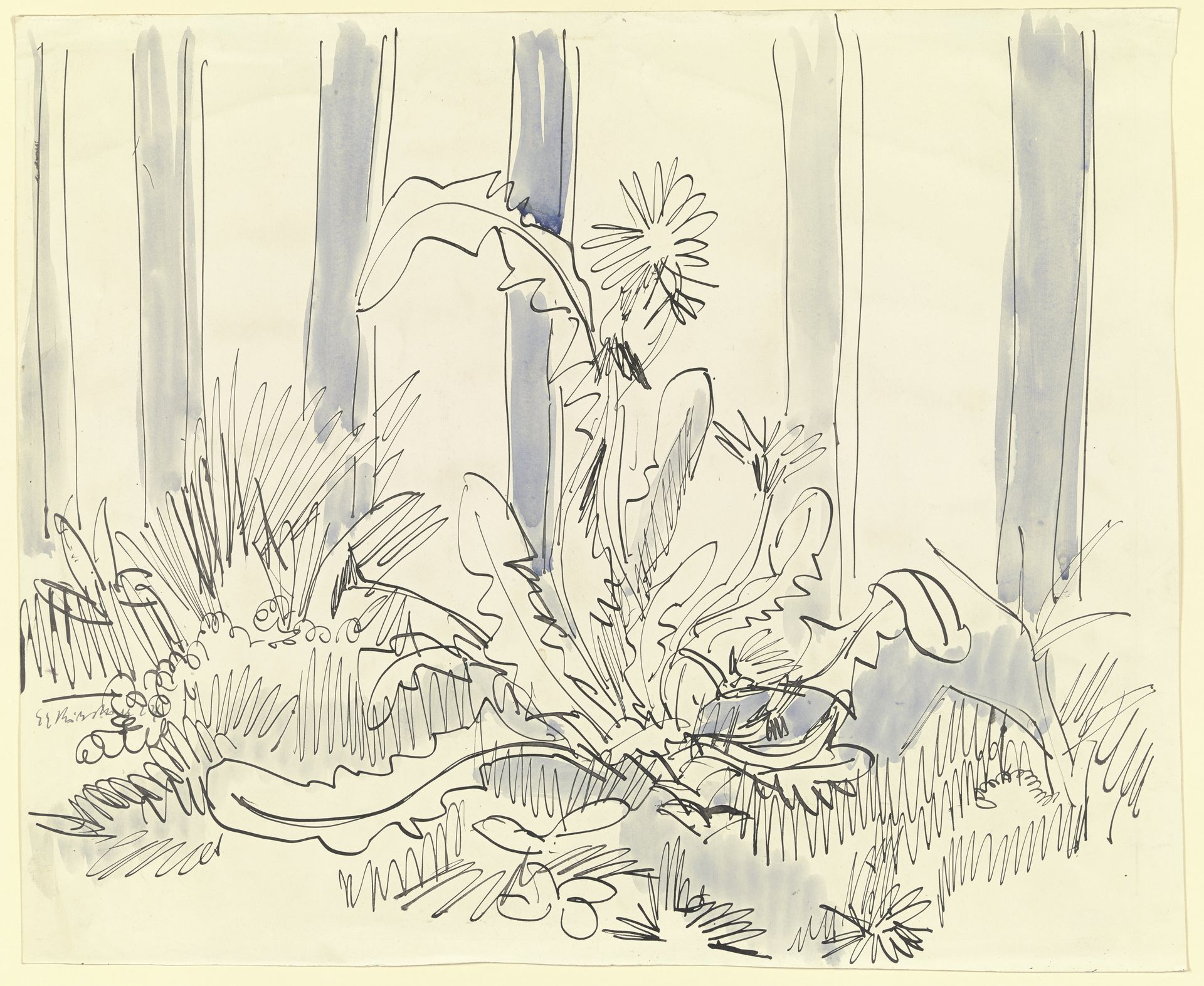Dandelion at the garden fence by Ernst Ludwig Kirchner