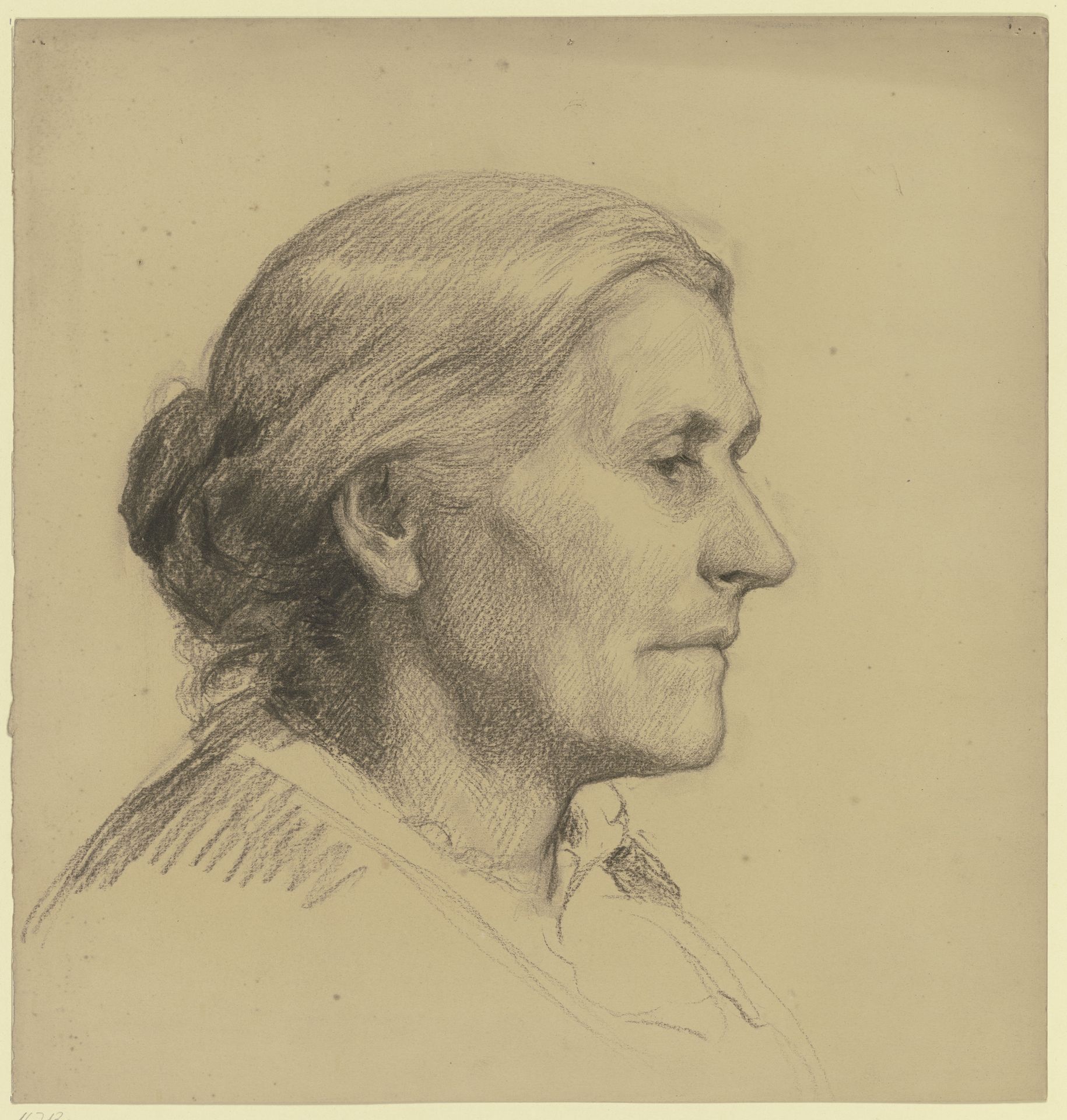 Bildnis einer älteren Dame nach rechts by Otto Scholderer