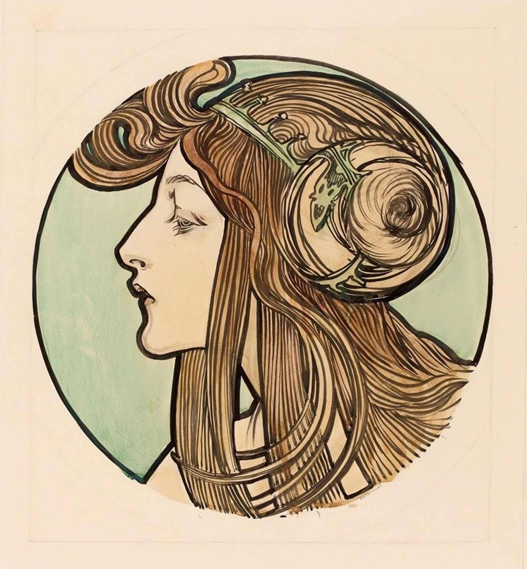 Vitrail pour la façade de la boutique Fouquet by Alphonse Mucha