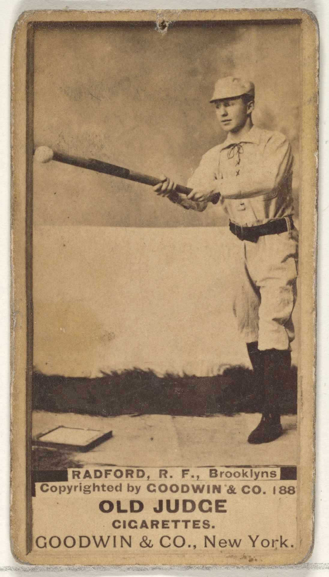 Radford, Right Field, Brooklyn Bridegrooms, from the Old Judge series (N172) for Old Judge Cigarettes by Goodwin & Company