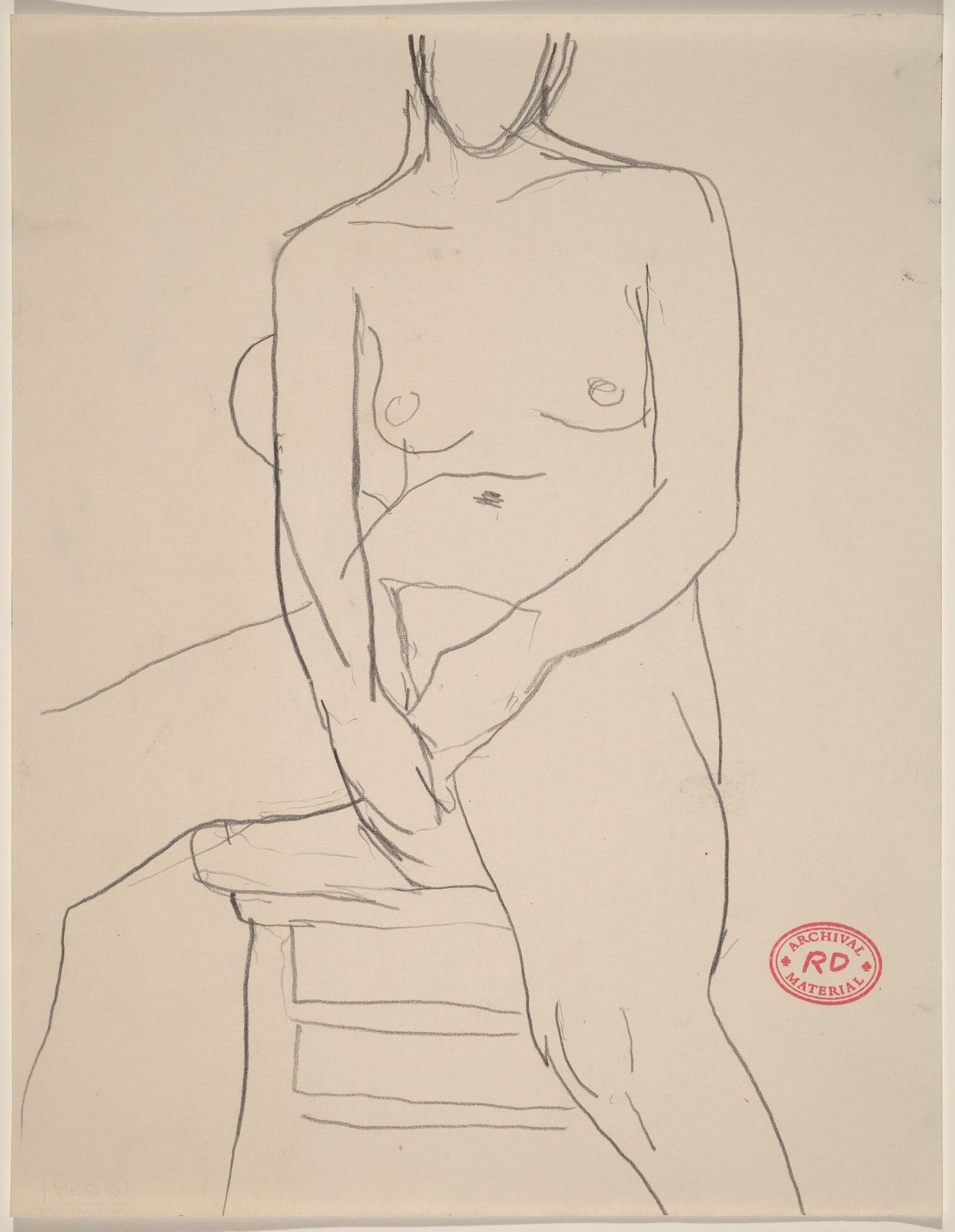 Untitled [nude seated with hands resting between her thighs] by Richard Diebenkorn