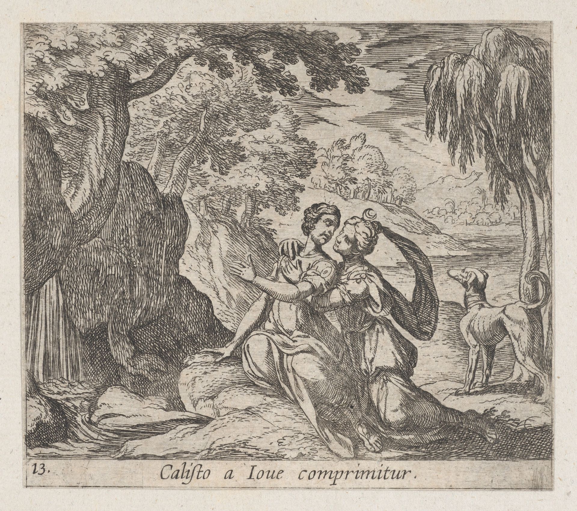 Plate 13:Jupiter and Callisto (Calisto a Iove comprimitur), from Ovid's 'Metamorphoses' by Antonio Tempesta