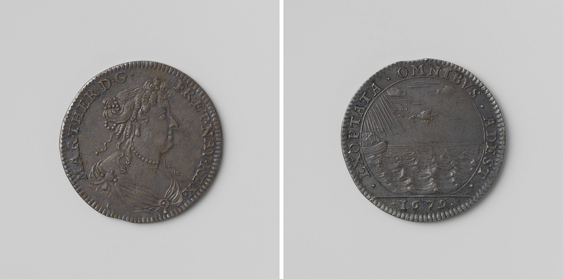 Vrede van Nijmegen, rekenpenning geslagen ter ere van Maria Theresia, koningin van Frankrijk by Monogrammist L (medailleur)