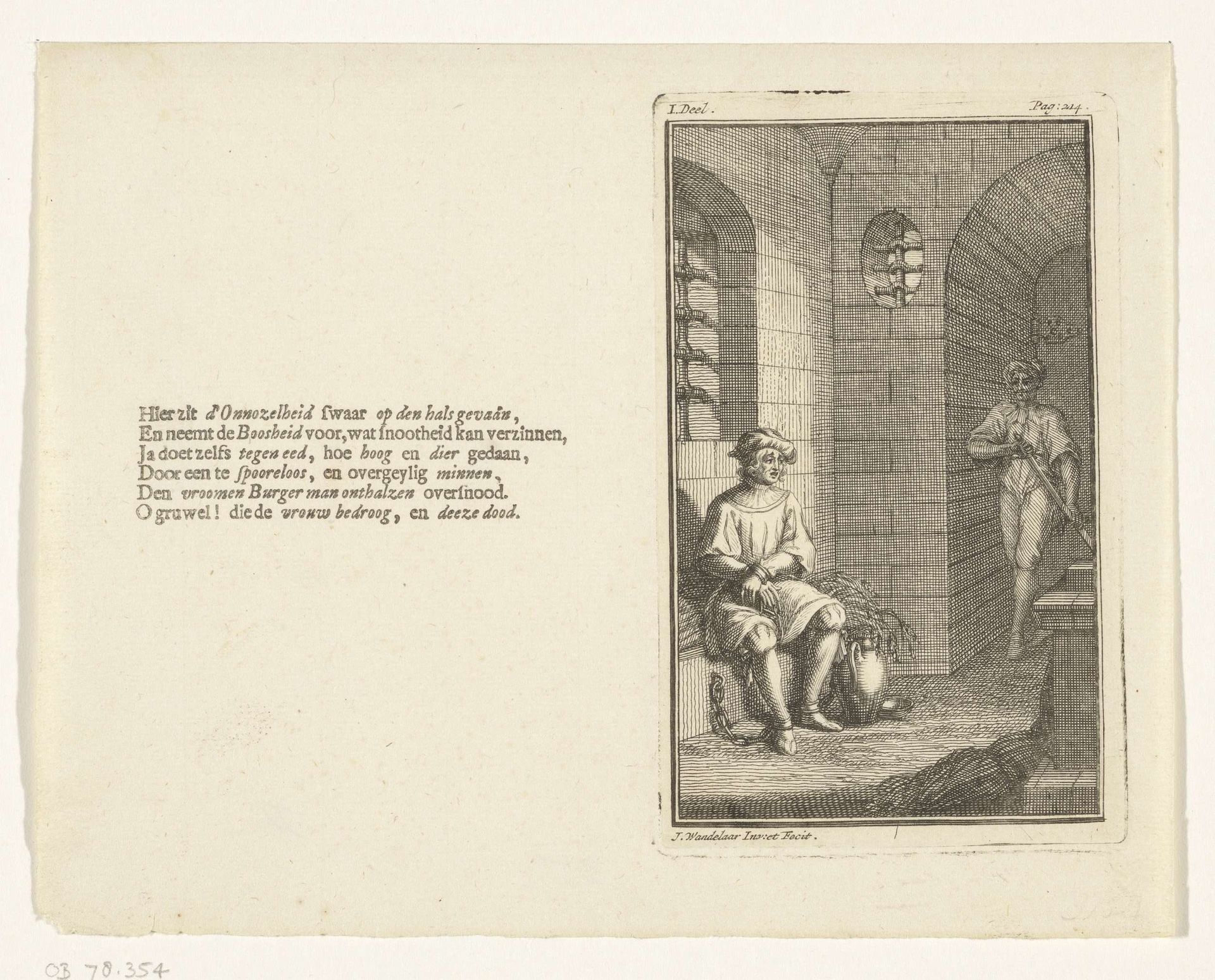 De man Lucretia in de gevangenis by Jan Wandelaar