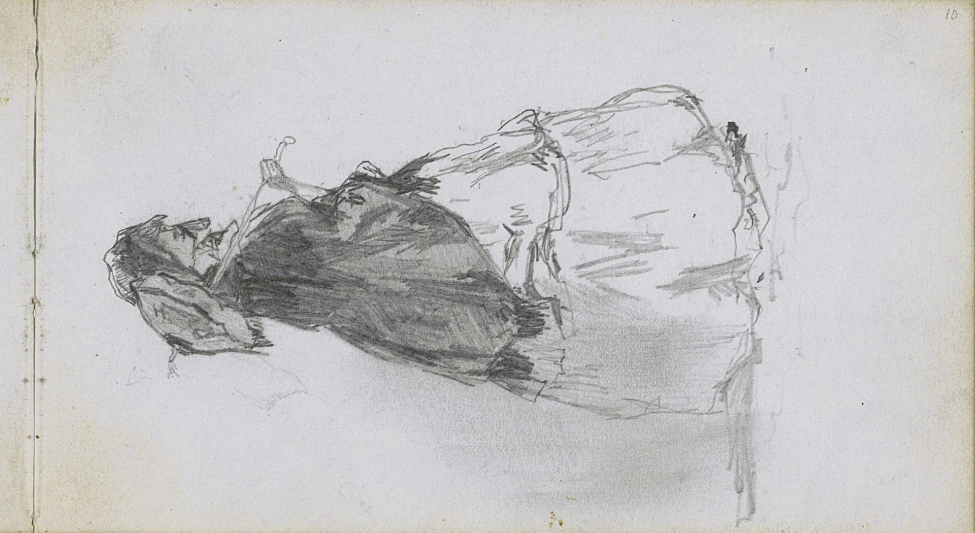 Vrouw met een parasol in een lange jurk en mantel by Johan Hendrik Weissenbruch