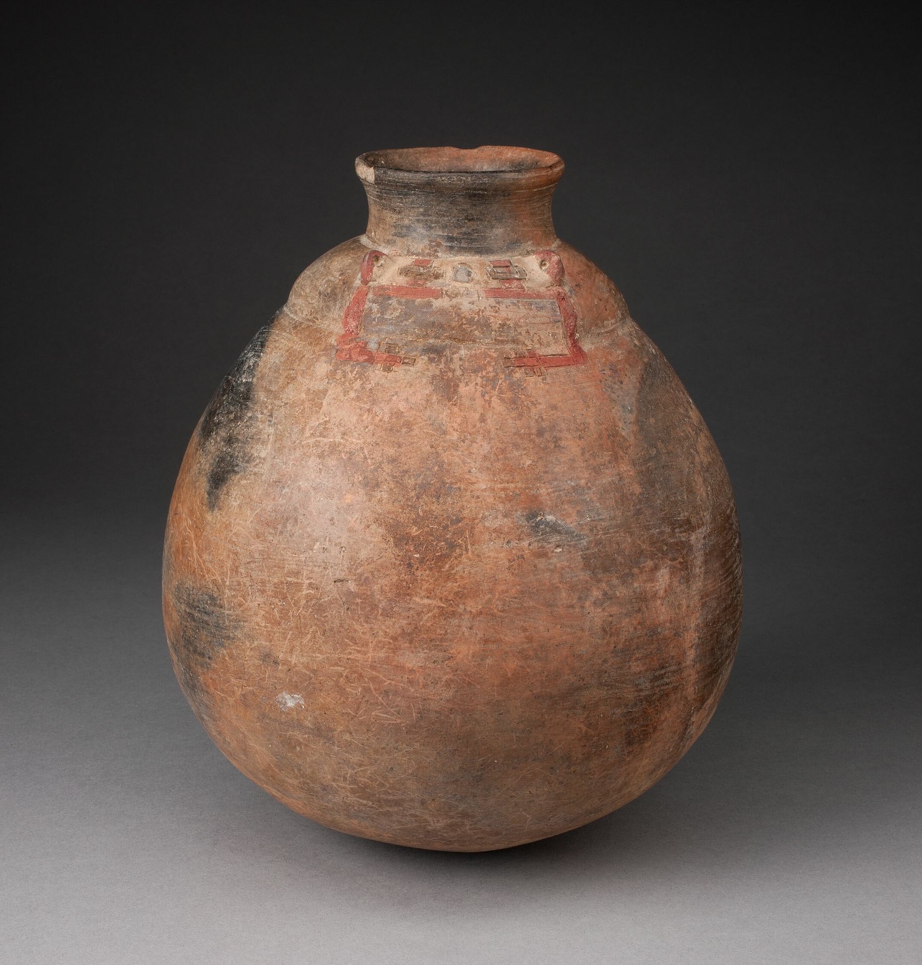 Jar with Abstract Human Face Painted on Shoulder by Paracas