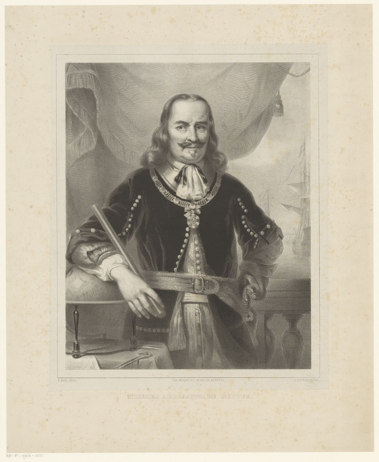 Portret van Michiel Adriaansz. de Ruyter by Franciscus Bernardus Waanders