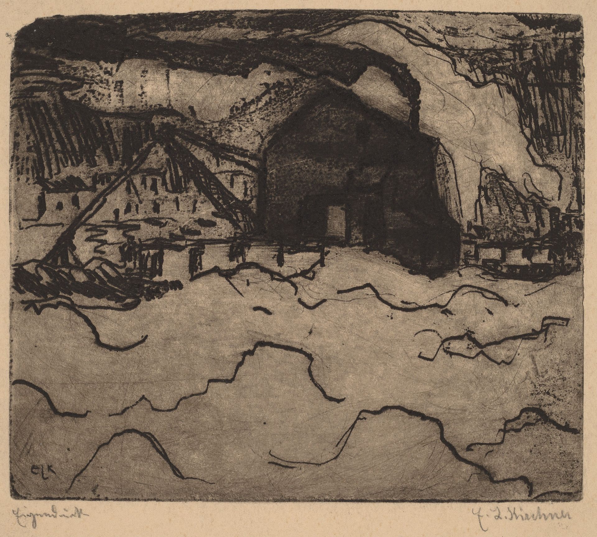 Sand Dredgers on the Elbe by Ernst Ludwig Kirchner