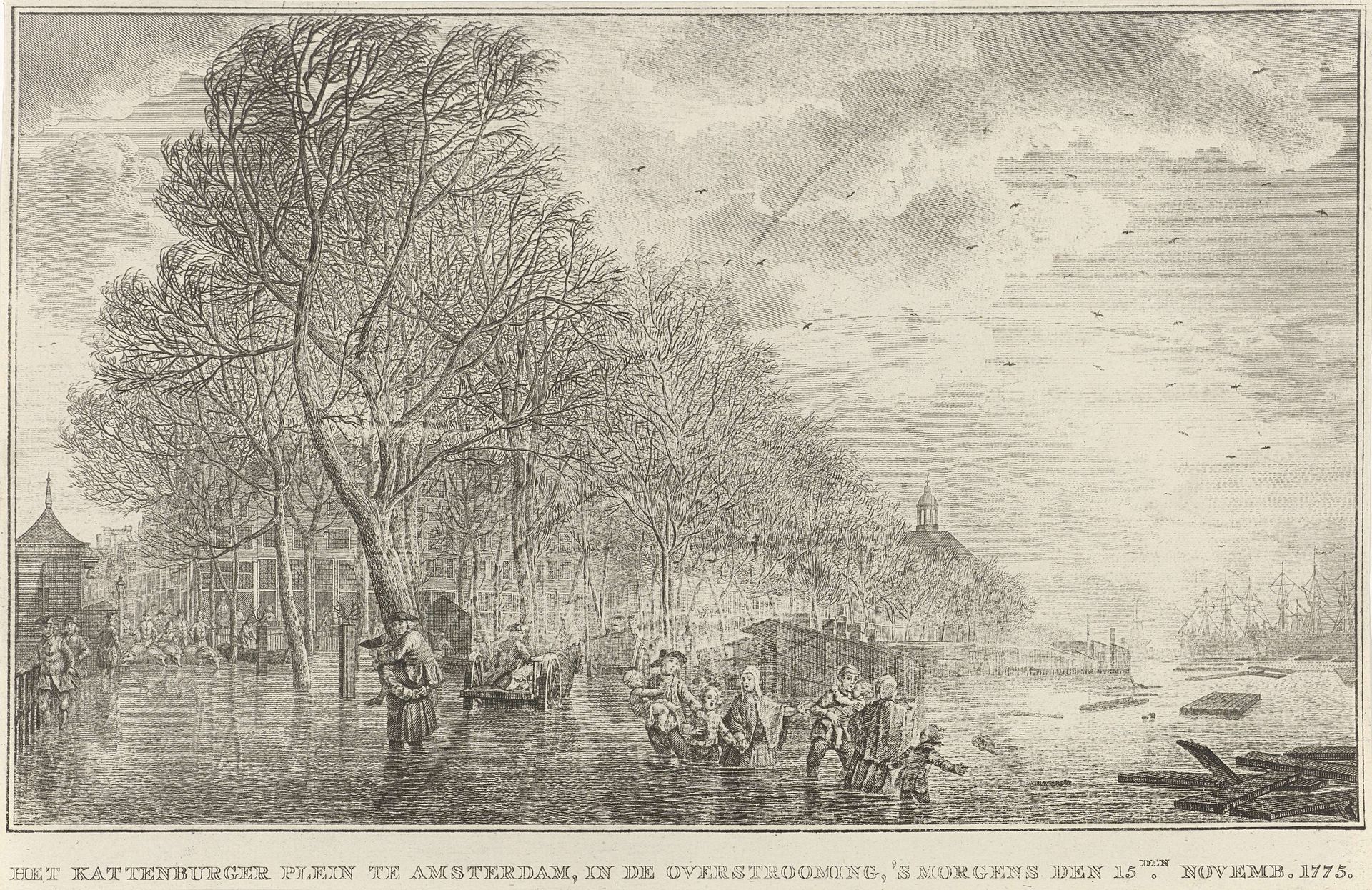 Watersnood op het Kattenburgerplein te Amsterdam, 1775 by Noach van der (II) Meer