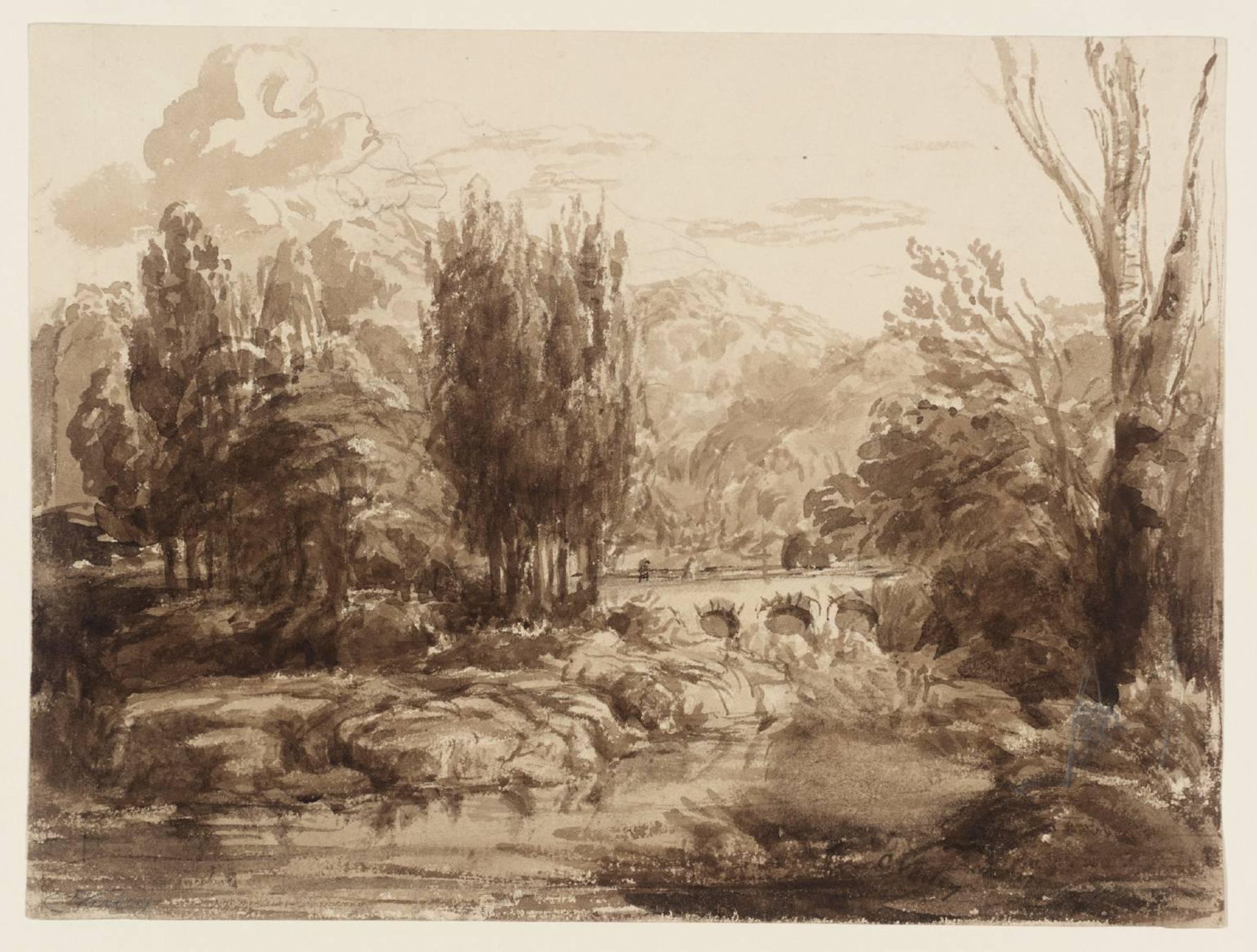 Composition: Woodland with Bridge and Weir by Cornelius Varley