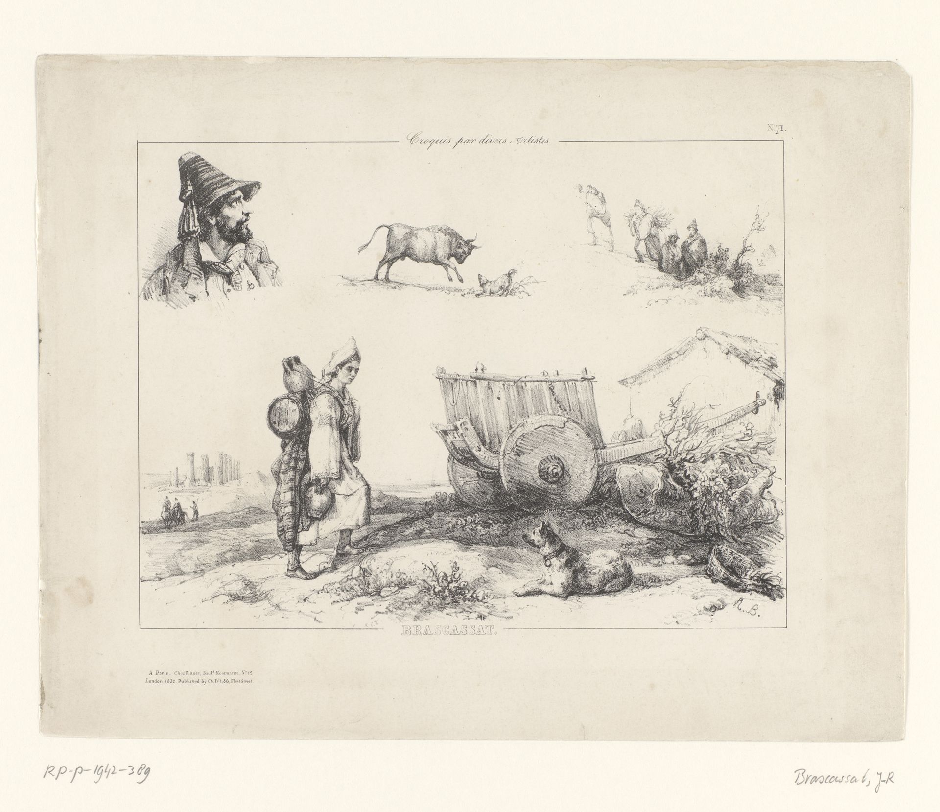Gezicht op de Porte de St. Malo te Dinan by François Bonvin