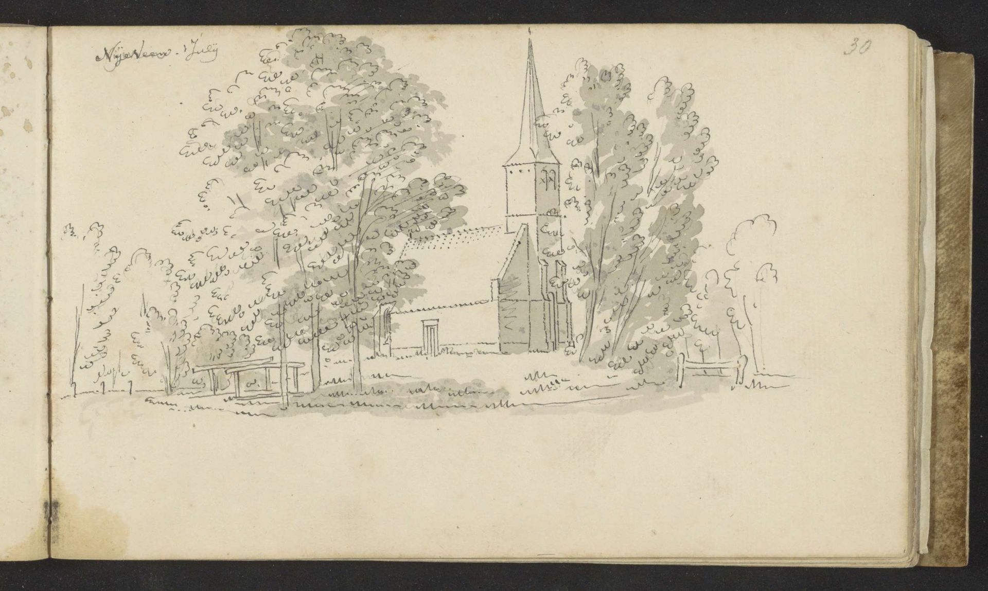 Dorpsgezicht te Nijeveen by Abraham de (II) Haen