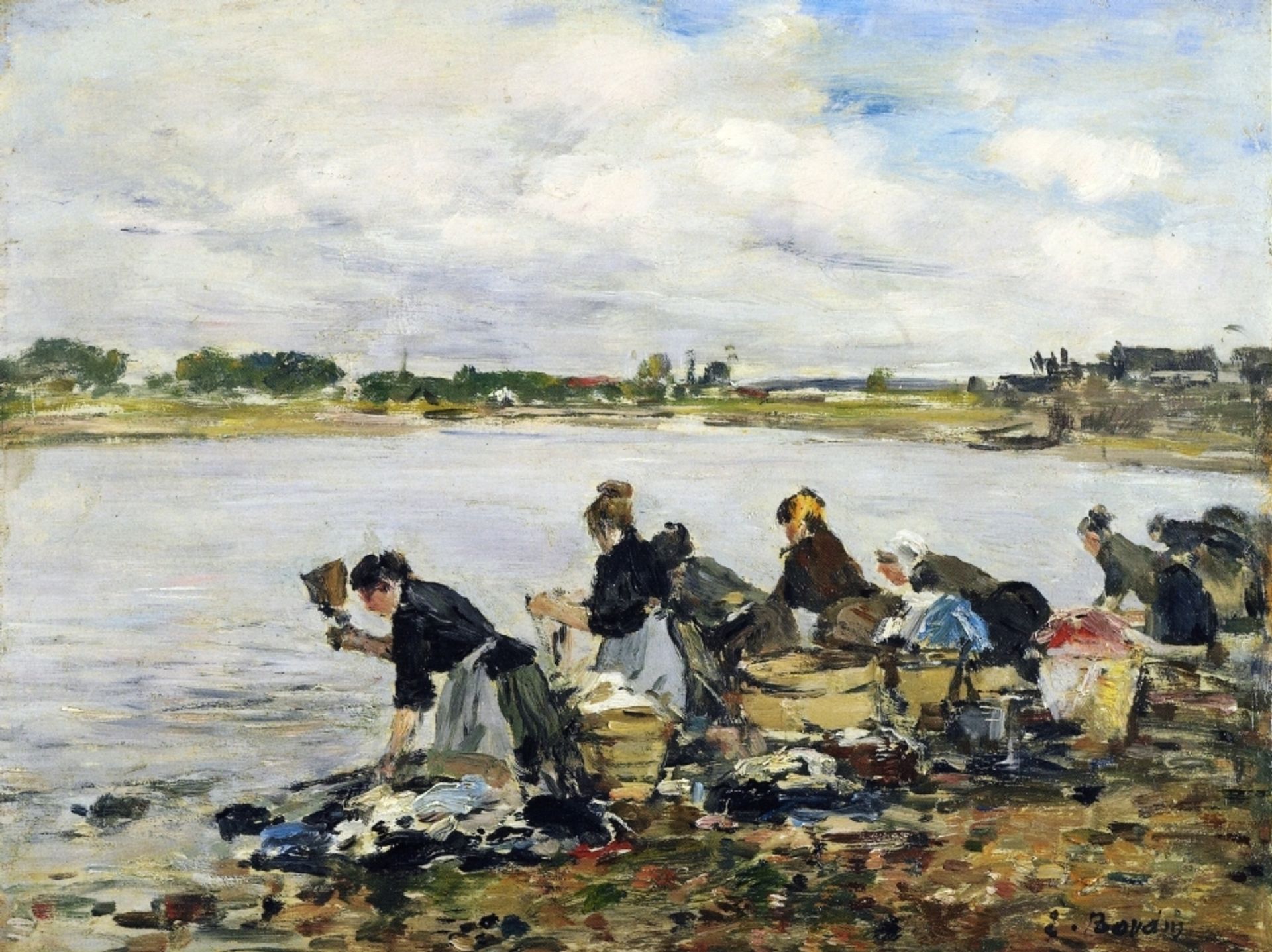 Laundresses on the Banks of the Touques by Eugène Boudin
