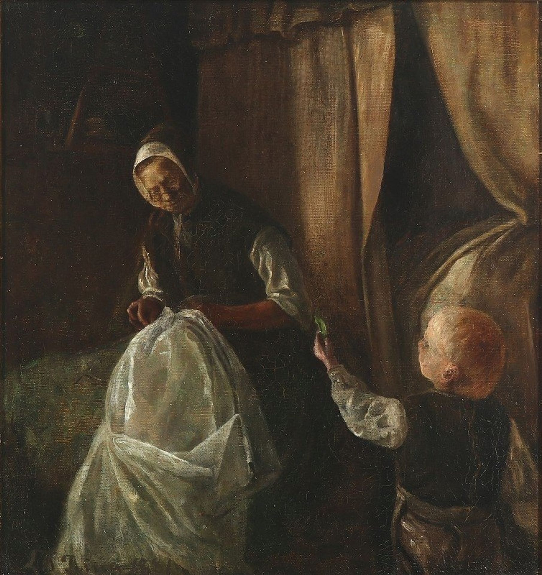 En dreng rækker sin bedstemor en grøn ært by L.A. Ring