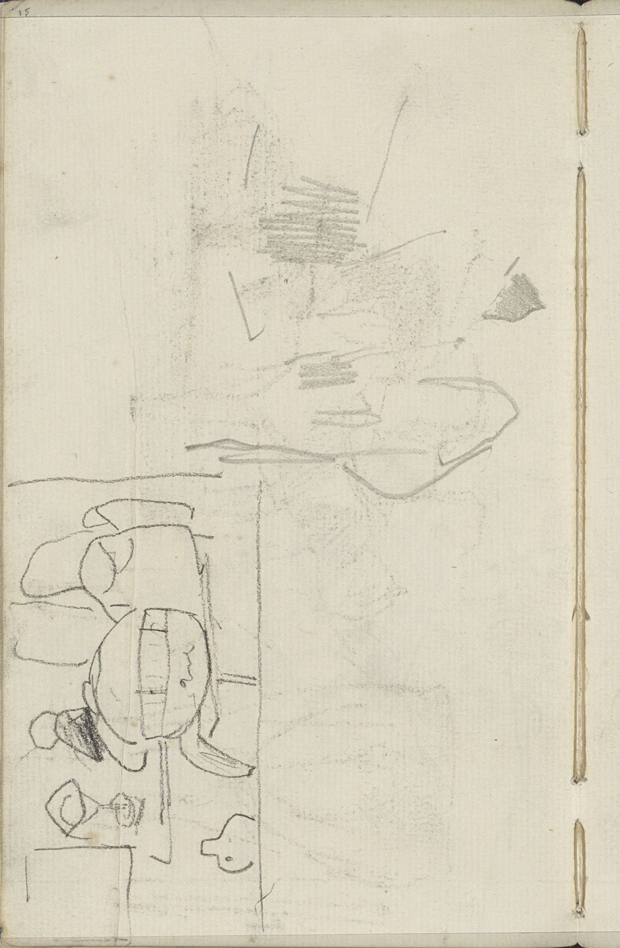 Figuren aan een tafel en een ruiter by George Hendrik Breitner