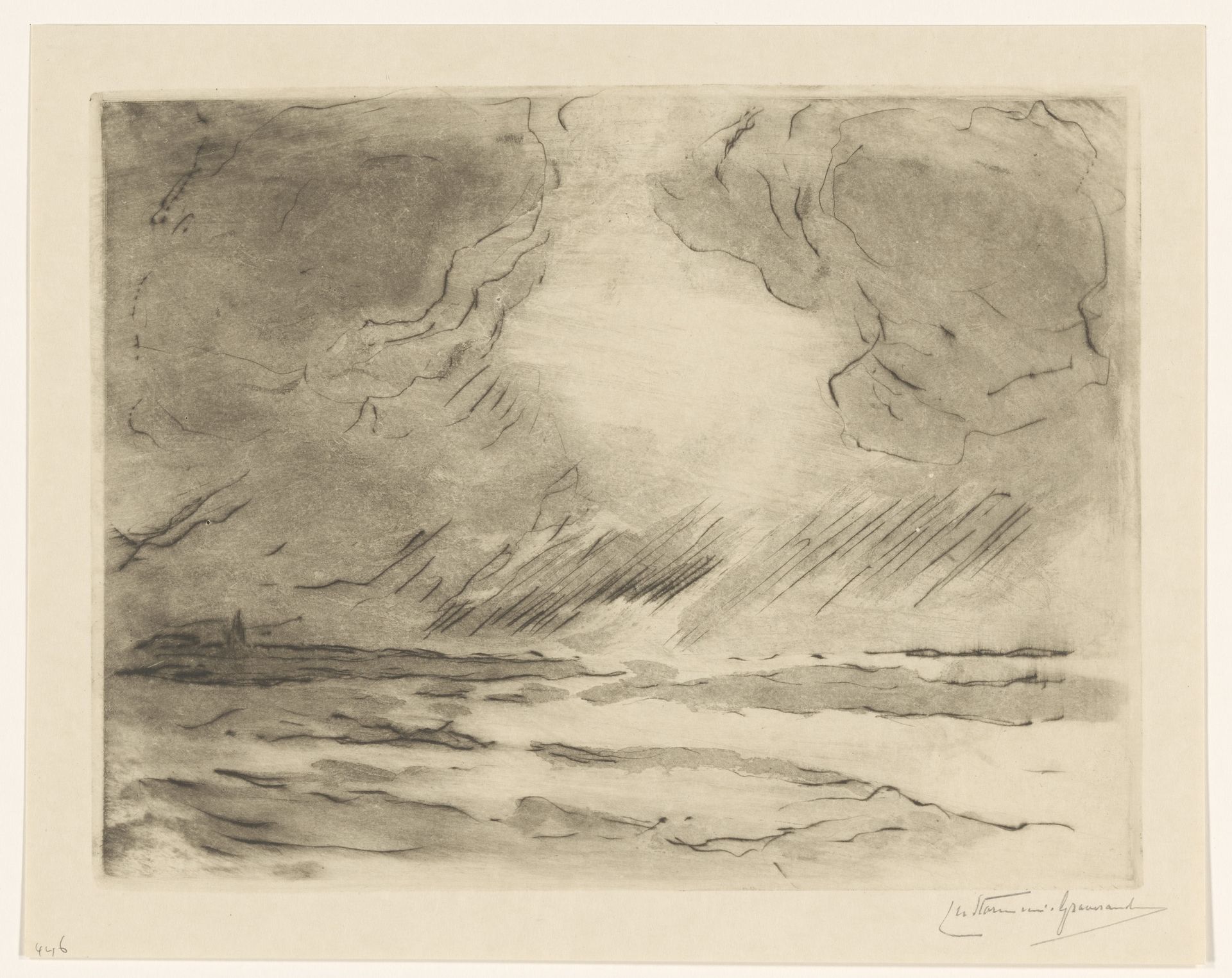 Zeegezicht met wolkenpartijen by Carel Nicolaas Storm van 's-Gravesande