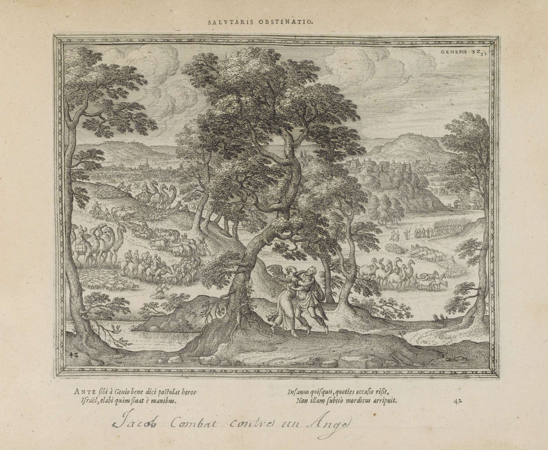 Jakob worstelt met de engel by Pieter van der (I) Borcht