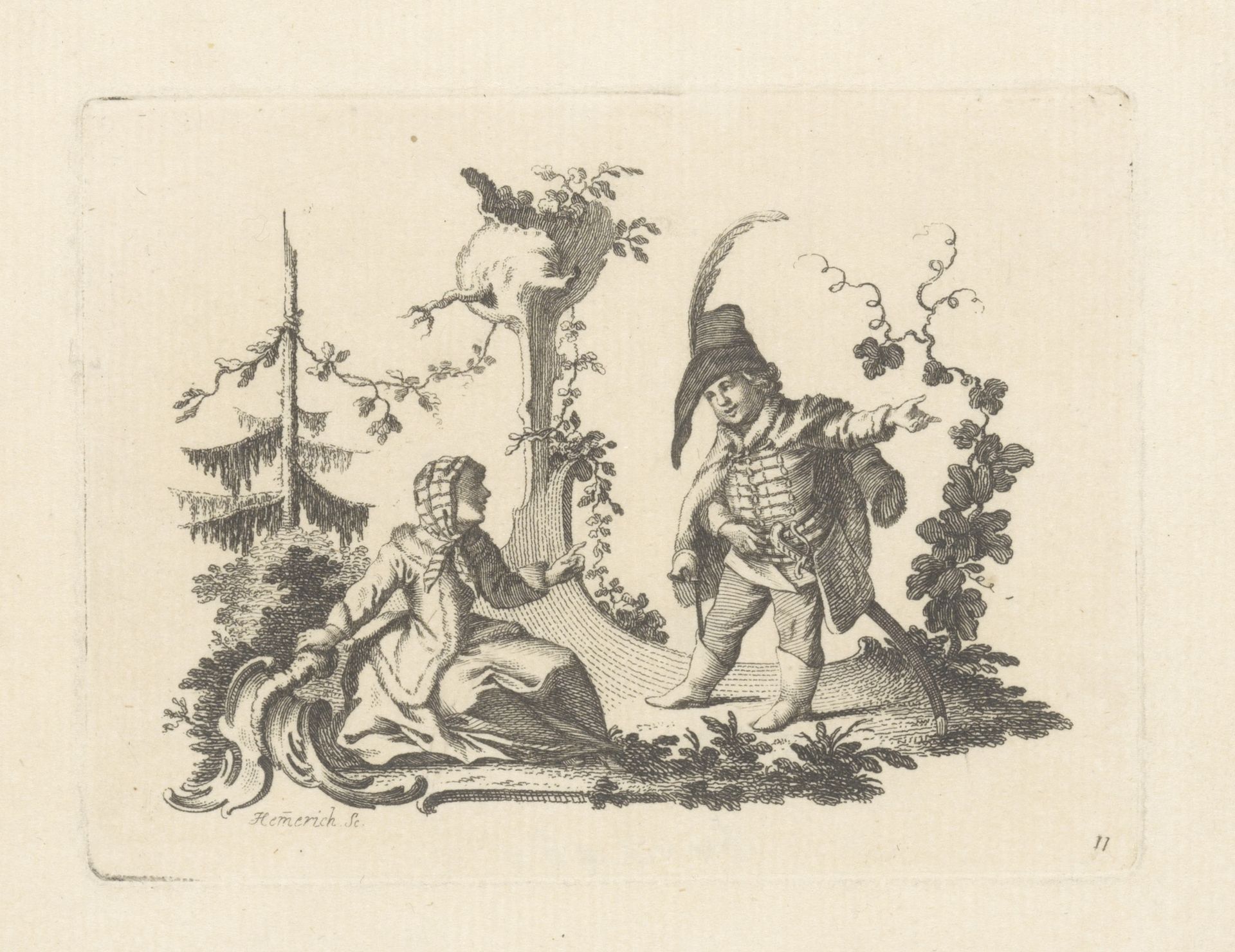 Man en vrouw in gesprek by Cornelius Heinrich Hemerich