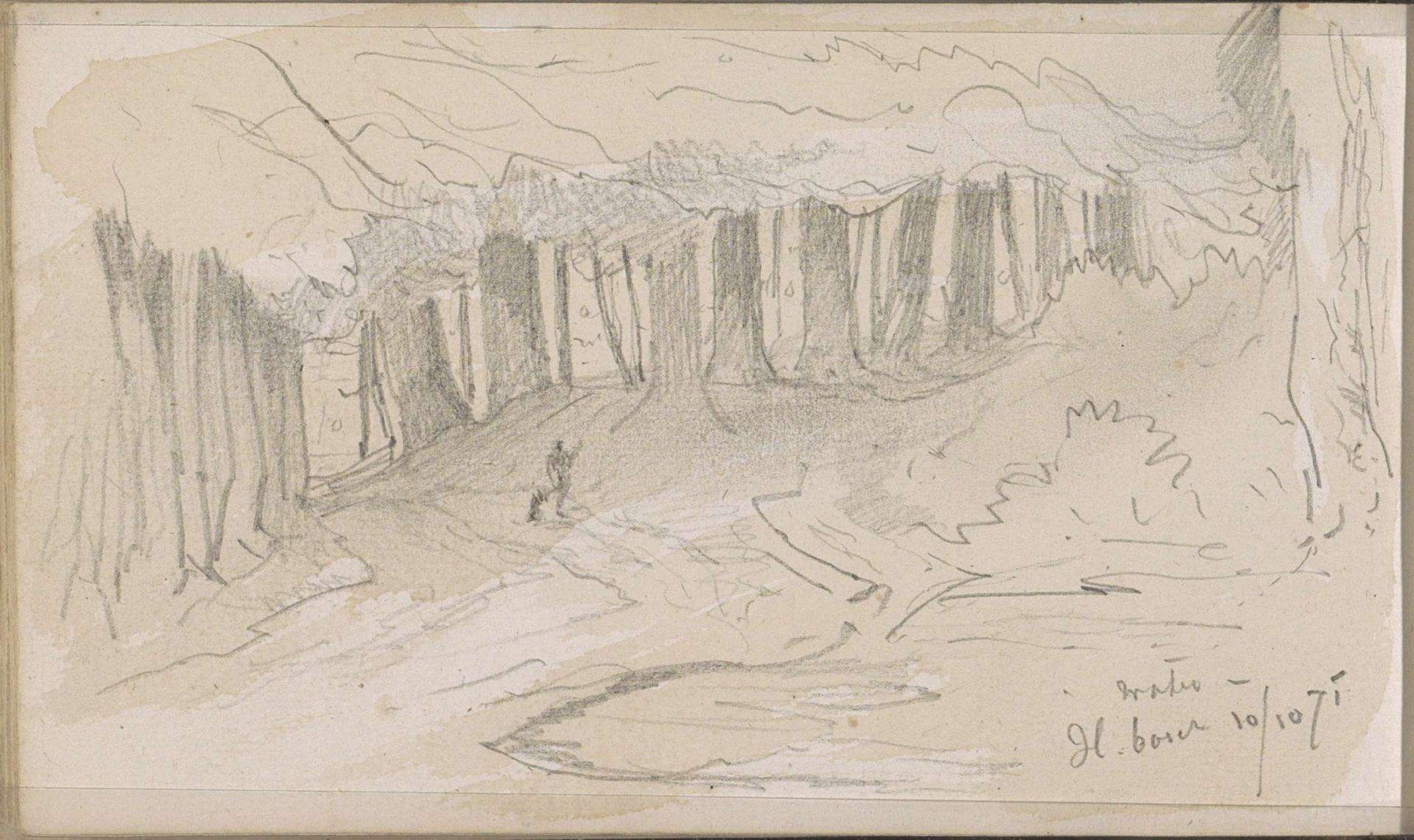 Figuur op een pad in het Haagse Bos by Johannes Tavenraat