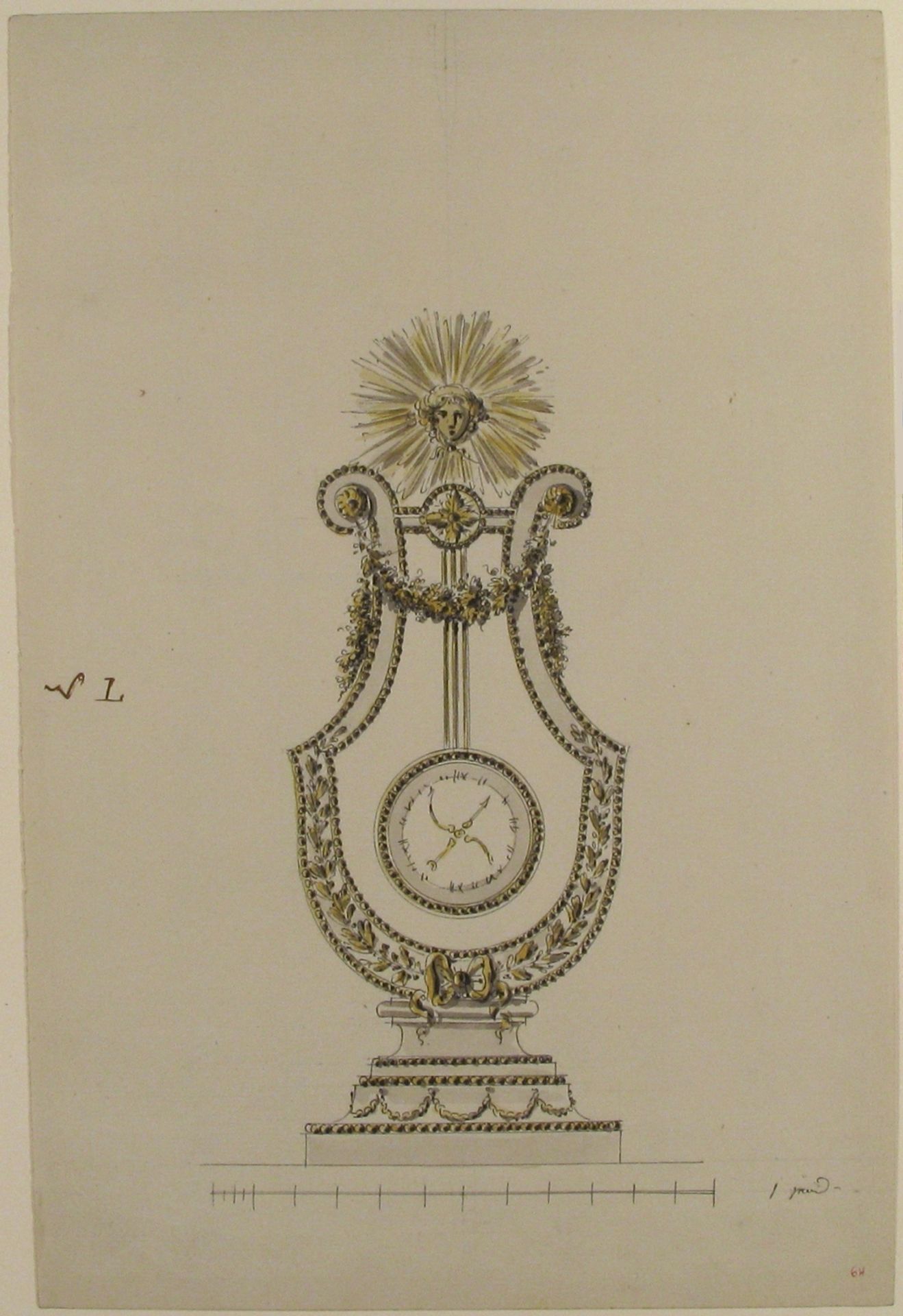 Design for a Clock in the Form of a Lyre by Anonymous