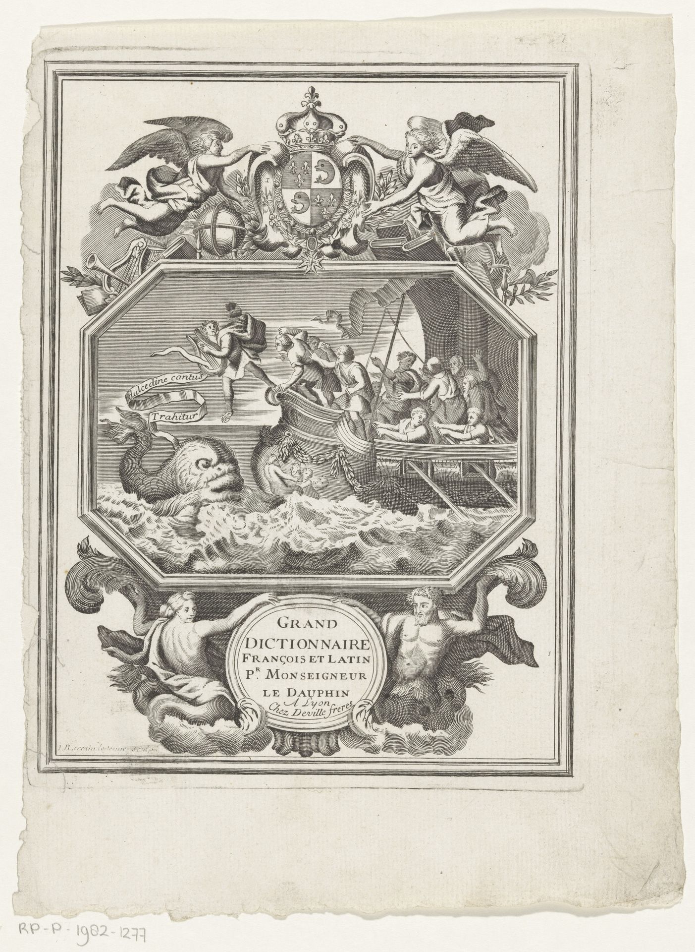 Arion spring overboord op een dolfijn by Gérard Jean-Baptiste Scotin