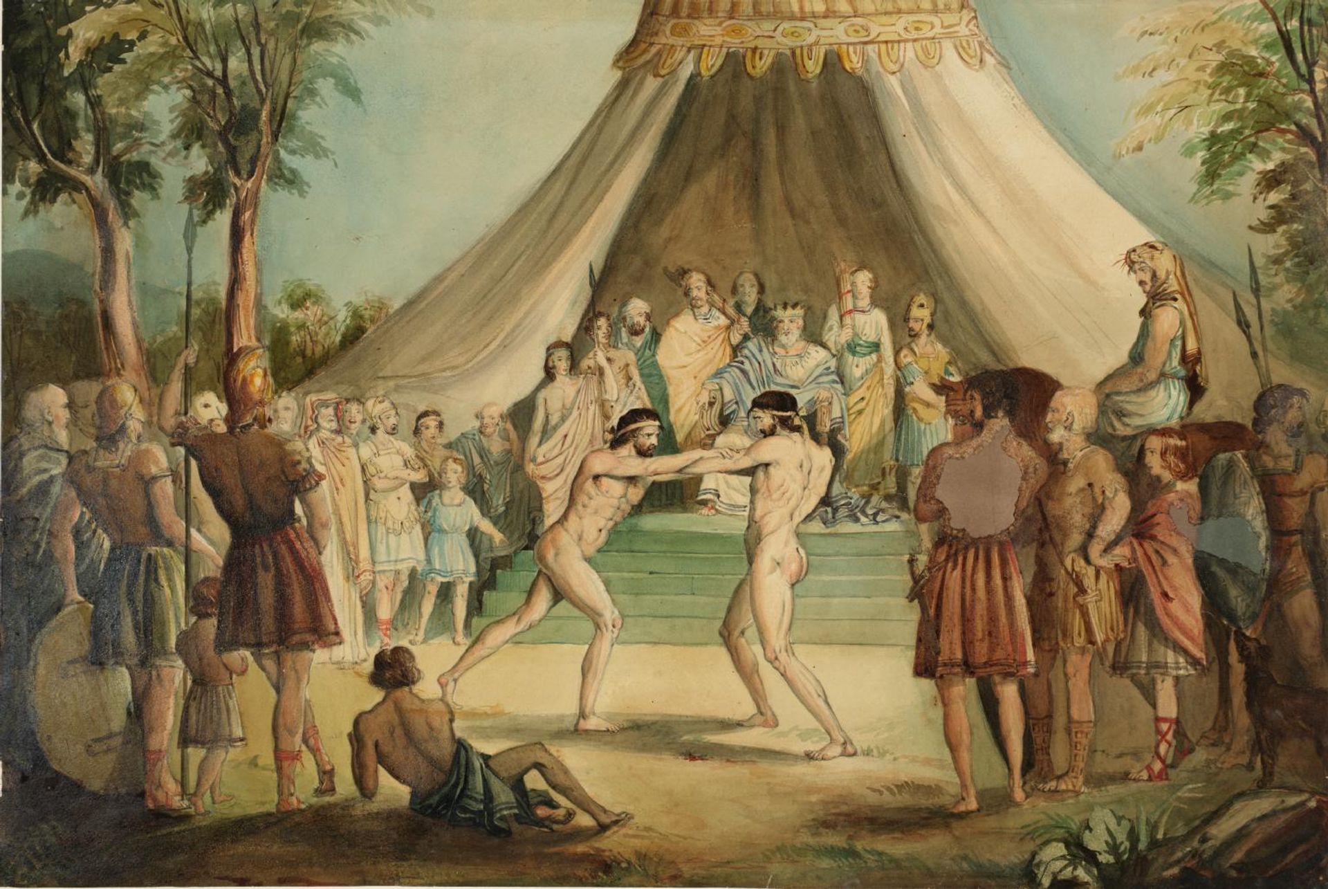 The Wrestlers by Sir John Everett Millais