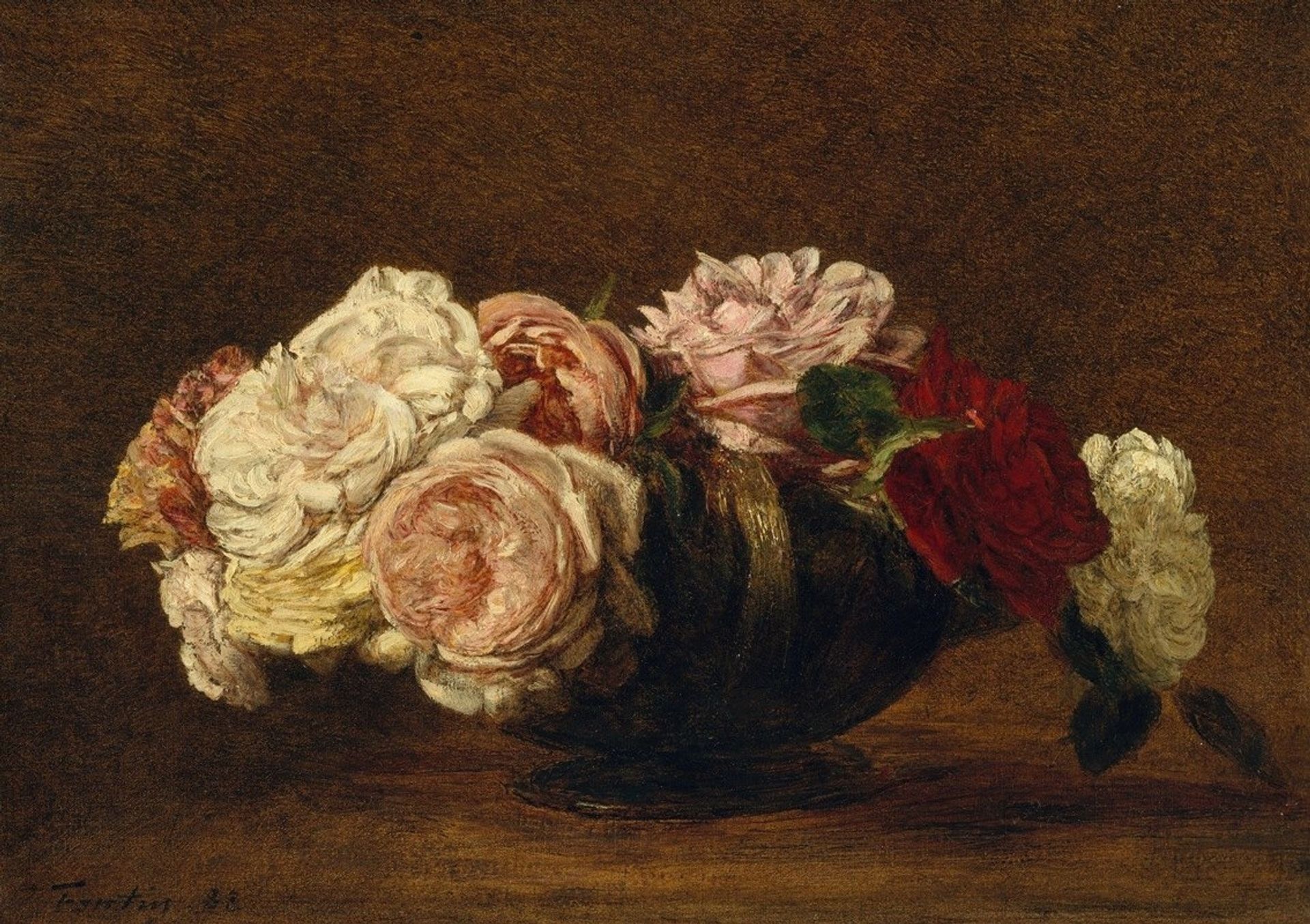 Roses in a Bowl by Henri Fantin-Latour