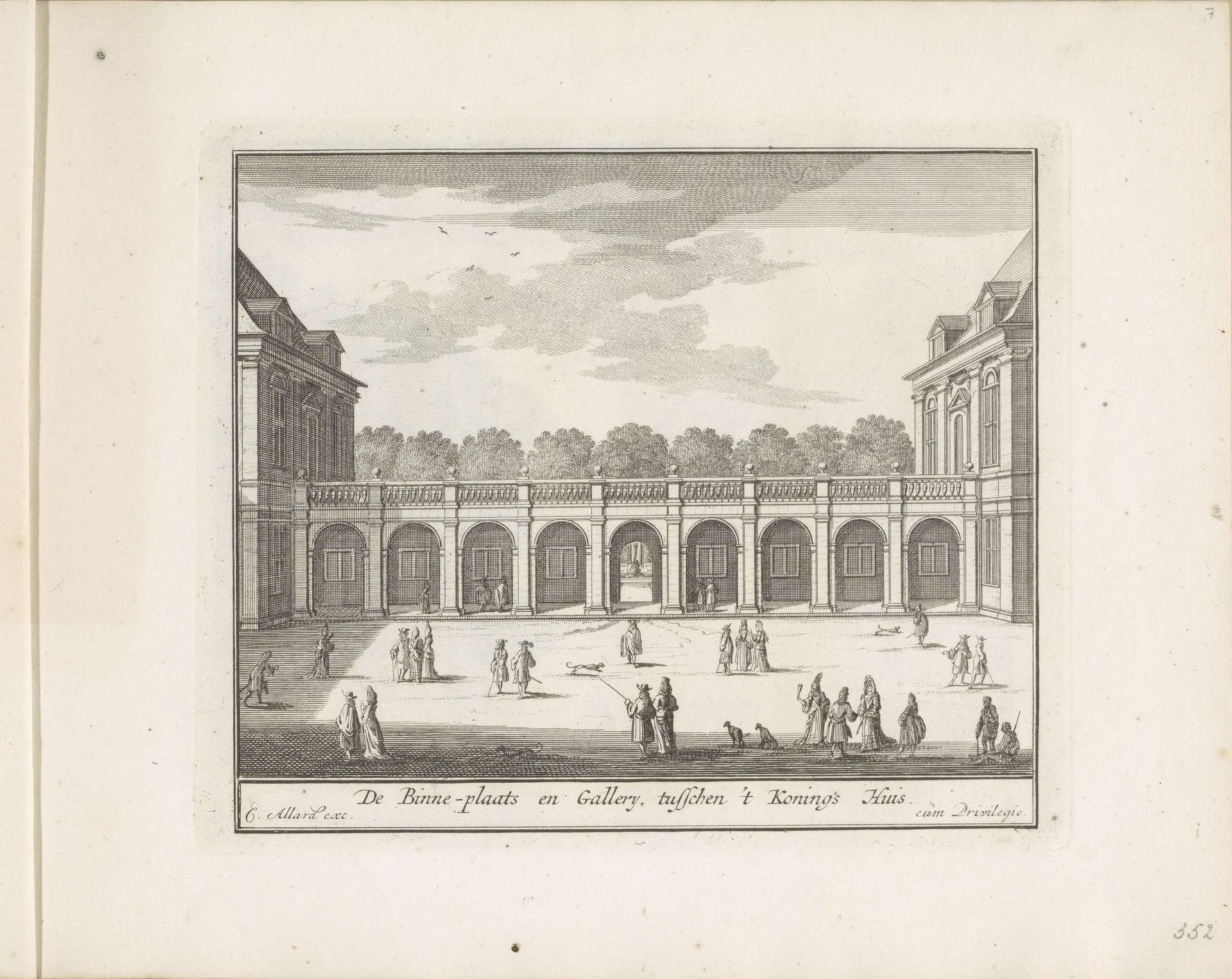 Gezicht op de binnenplaats van Paleis Honselaarsdijk by Carel Allard