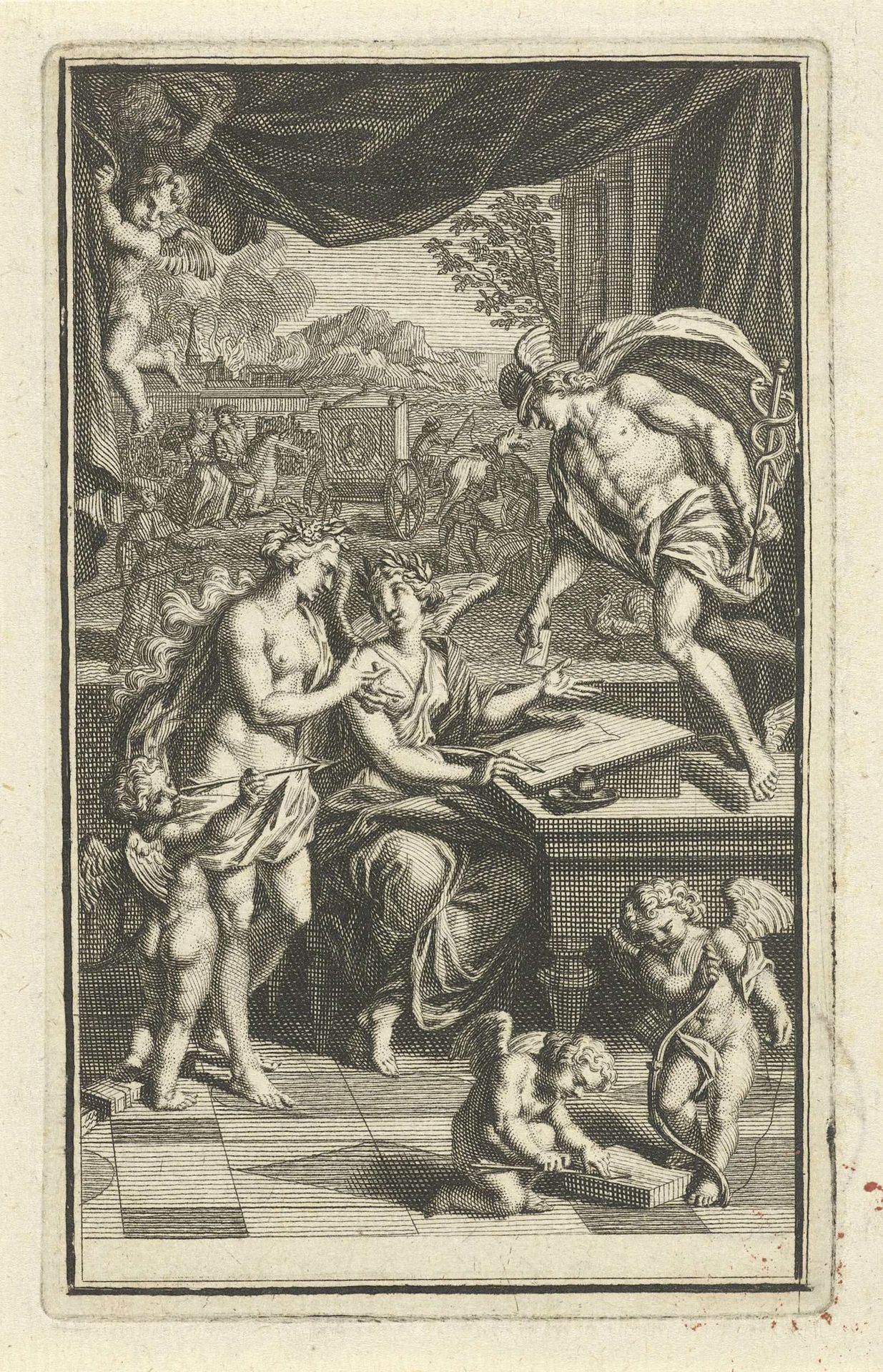 Geschiedenis ontvangt inspiratie van Liefde en Mercurius by Bernard Picart