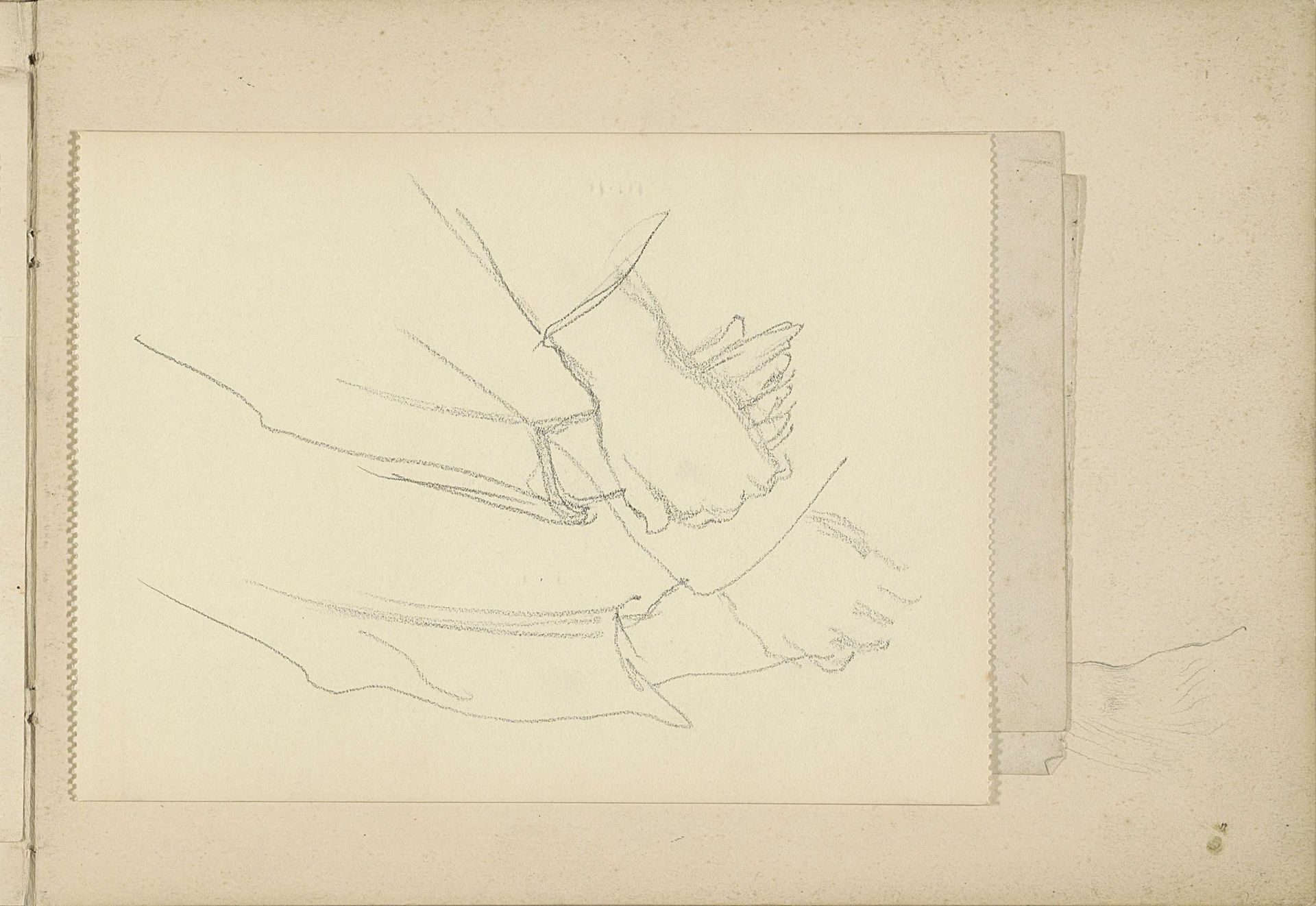 Twee paar voor het lichaam gevouwen handen by Antoon Derkinderen