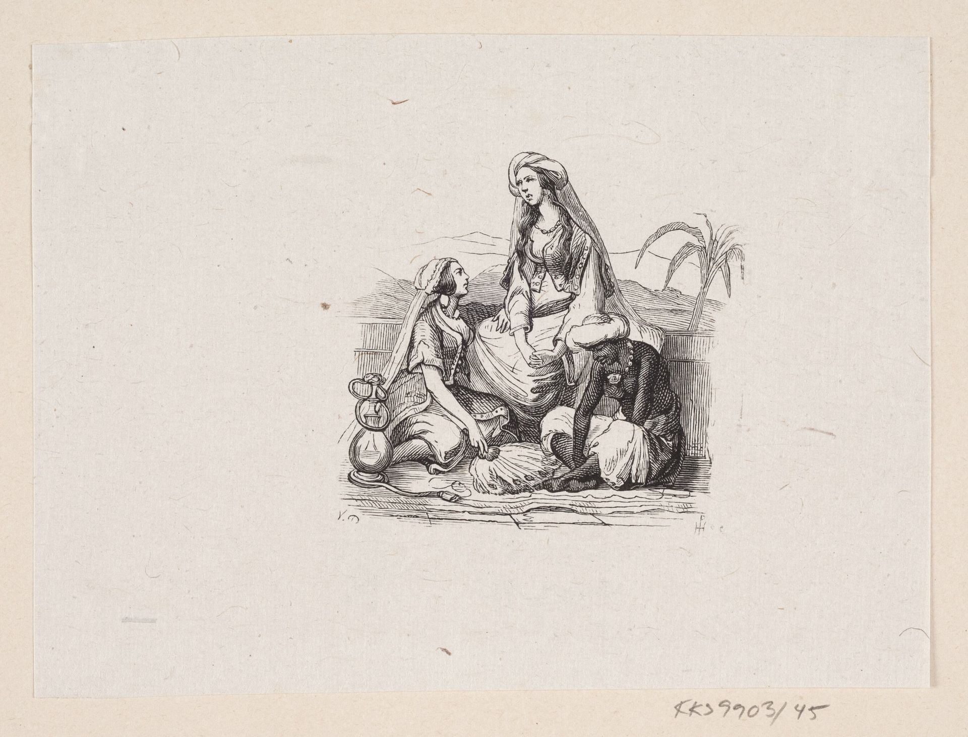 Illustration til "Den flyvende Kuffert" i H.C. Andersen, "Eventyr og Historier", Bind 1 by H.P. Hansen