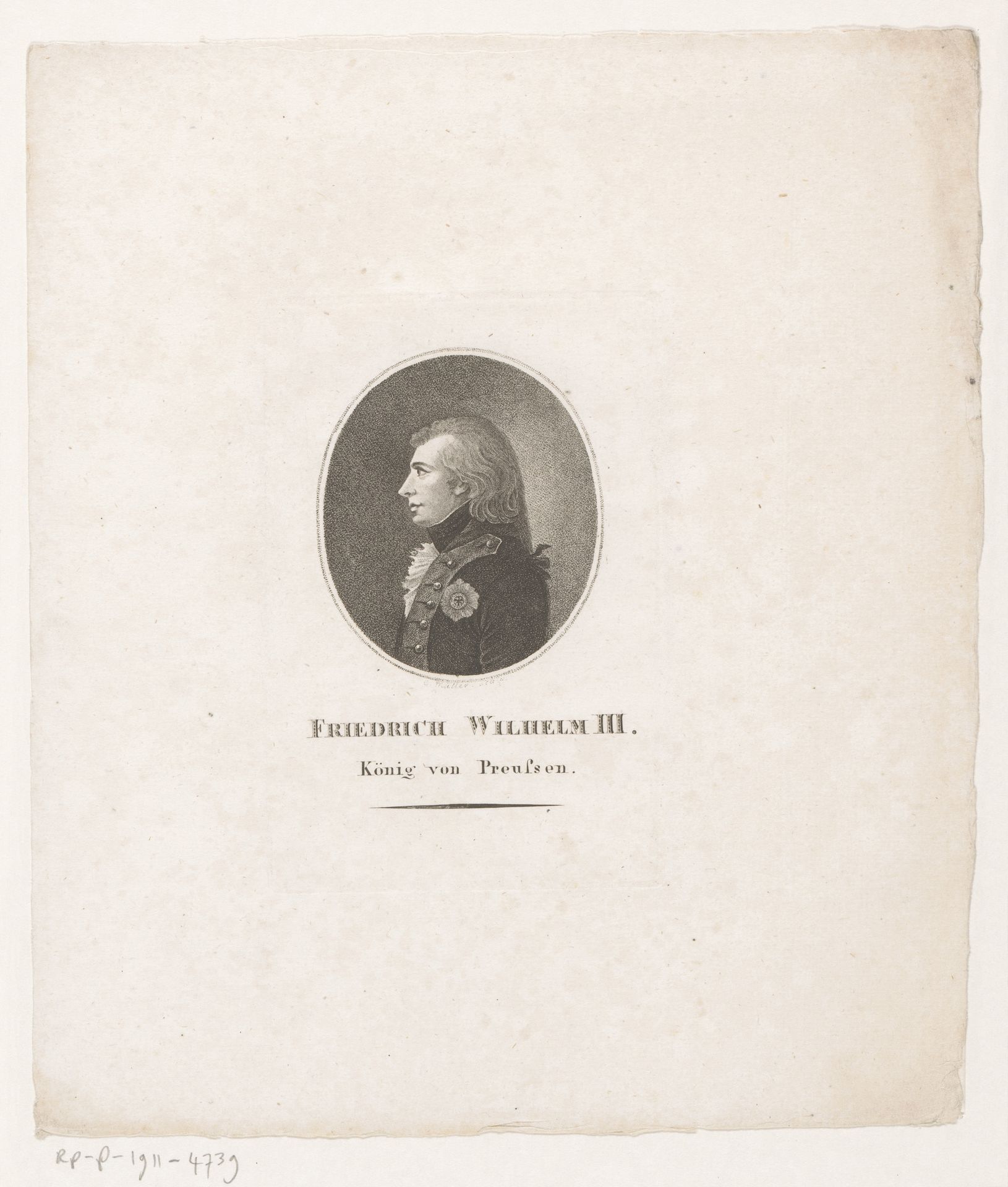 Portret van Frederik Willem III, koning van Pruisen by Johann Christian Ernst Müller