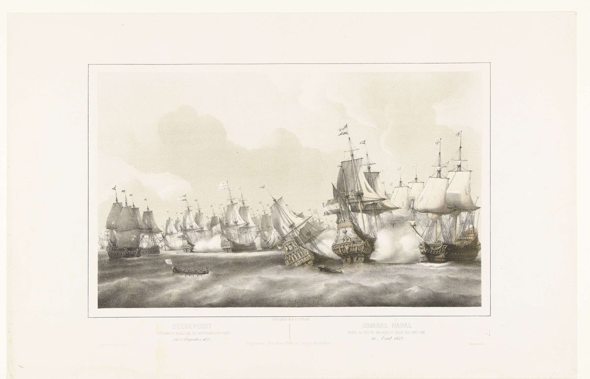 Zeeslag bij Plymouth, 1652 by Petrus Johannes Schotel