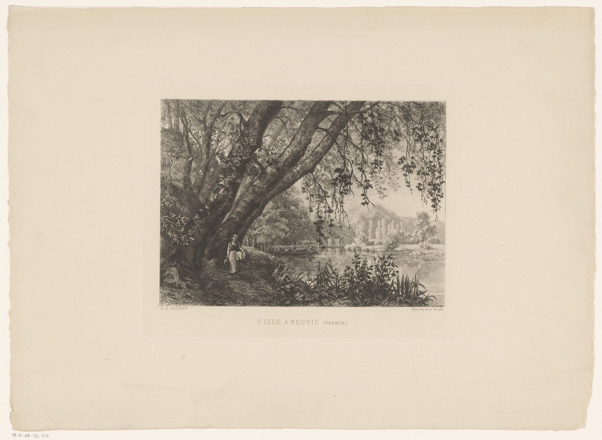 Gezicht op een eiland te Neuvic by Henri Antoine Gaston de Gourcy