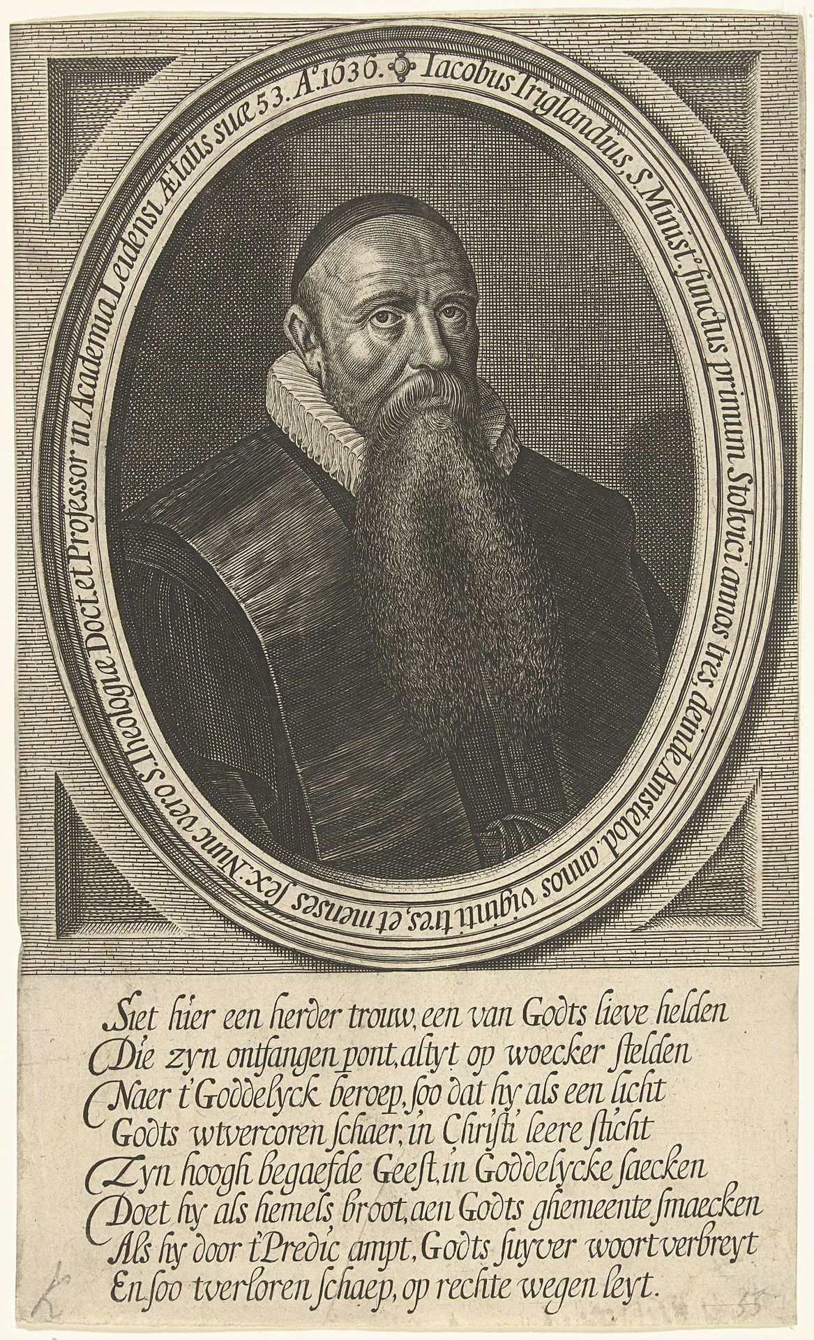 Portret van Jacobus Trigland op 53-jarige leeftijd by Anonymous
