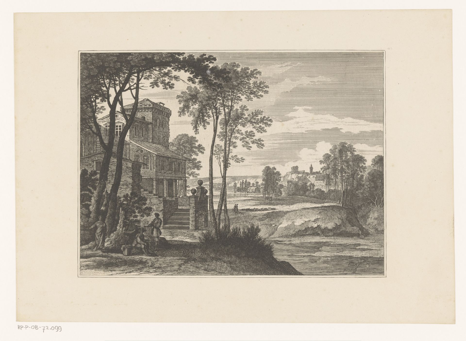 Landschap met figuren voor villa by Nicolas Perelle