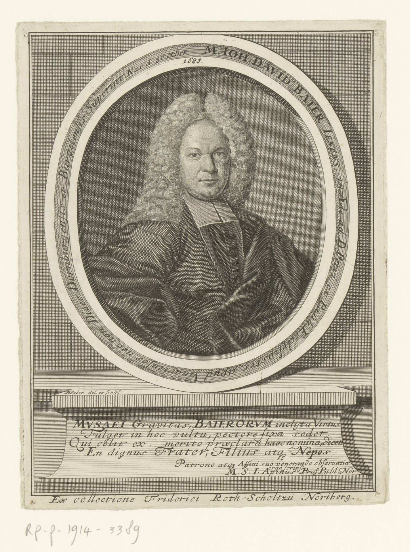 Portret van Johann David Baier by Michael Rössler