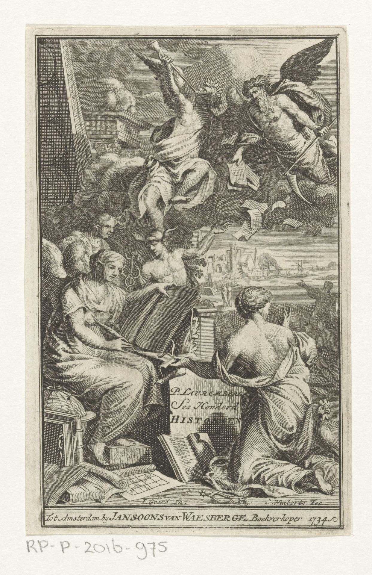 Allegorische voorstelling met Geschiedenis en Vader Tijd by Cornelis Huyberts