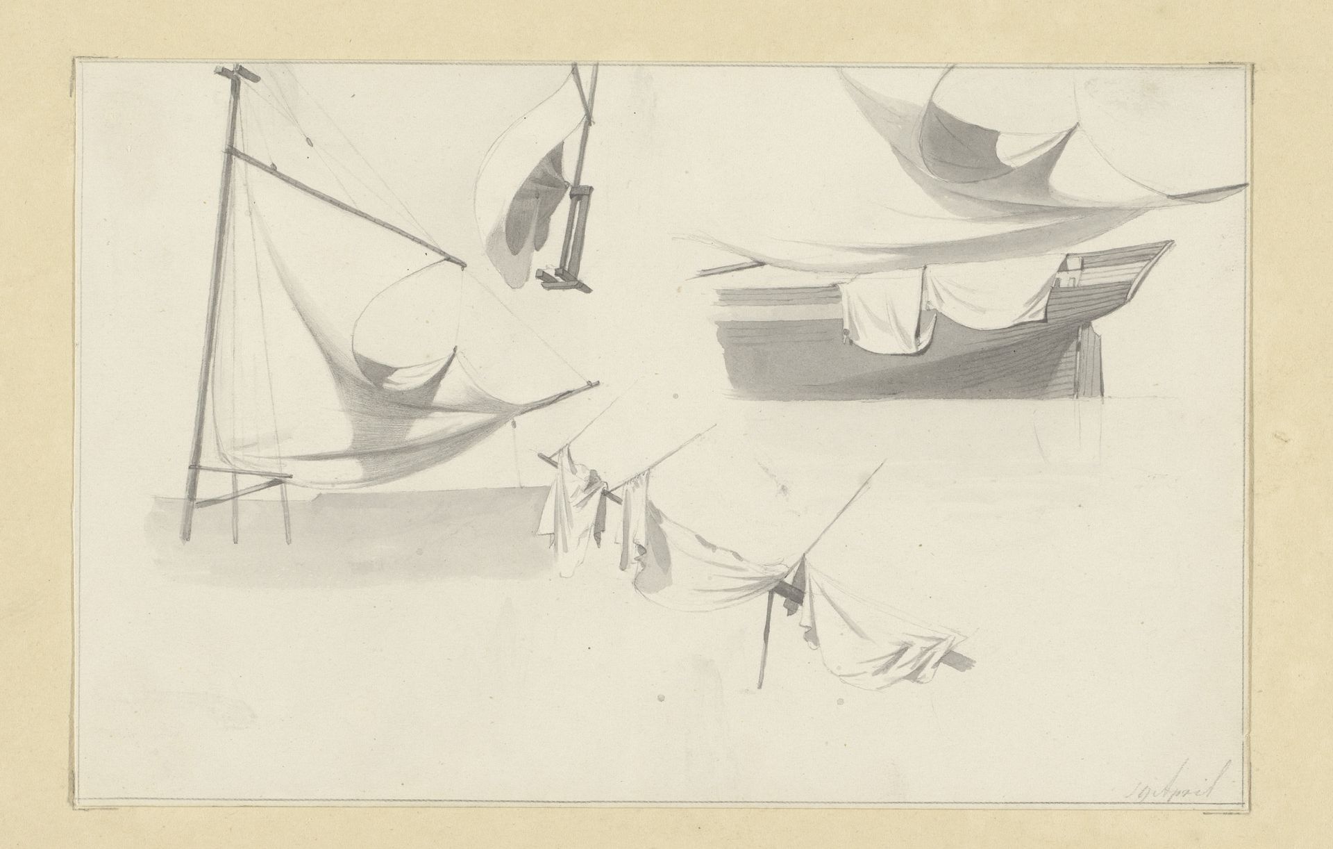 Onderdelen van een zeilschip by Hendrik Abraham Klinkhamer