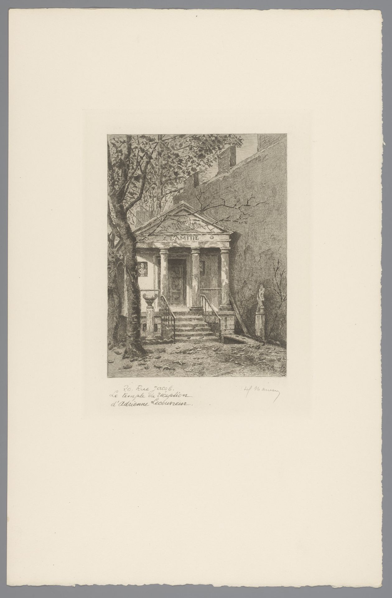 Gezicht op een tempel in 20 rue Jacob in Parijs by Henri Manesse