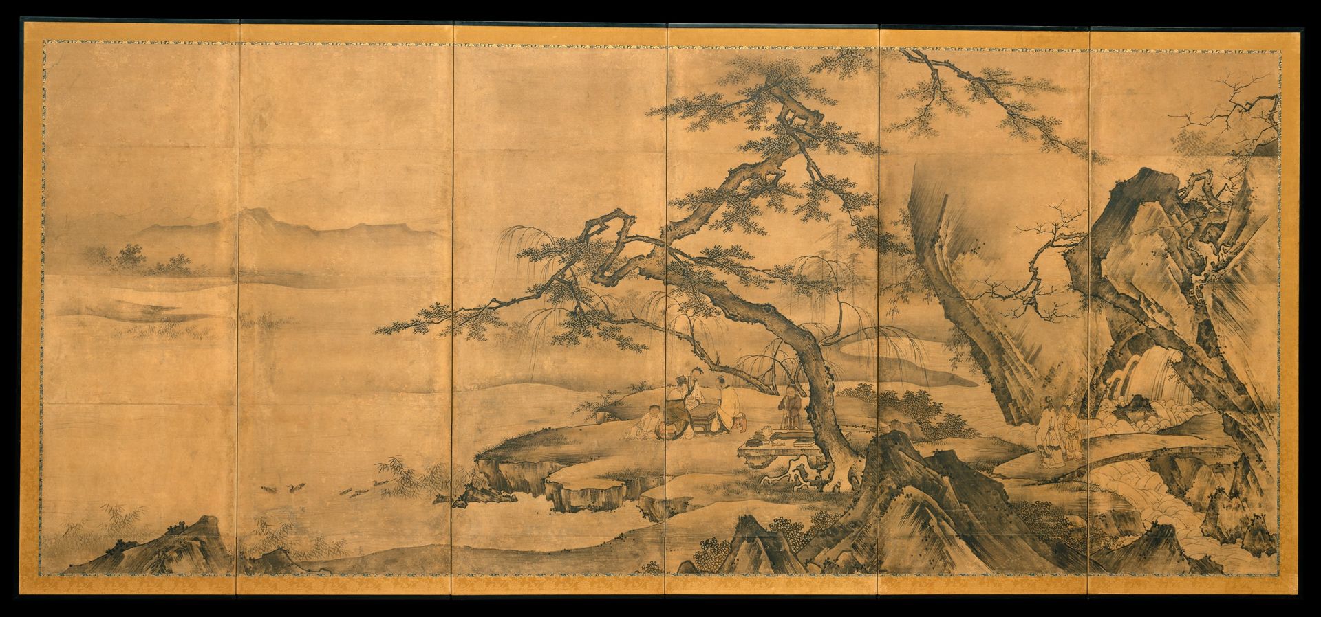 琴棋書画図屏風 by Kanō Motonobu